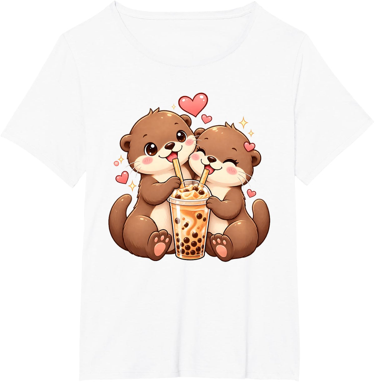 Otter Drinking Bubble Tea Kawaii Boba Tea T-Shirt - White