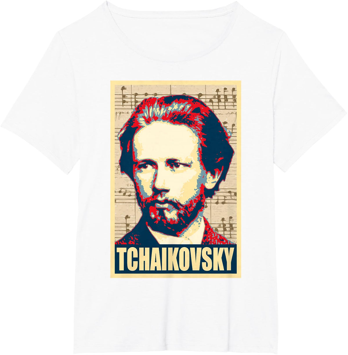 Tchaikovsky Classical Music Notes Composer T-Shirt - White