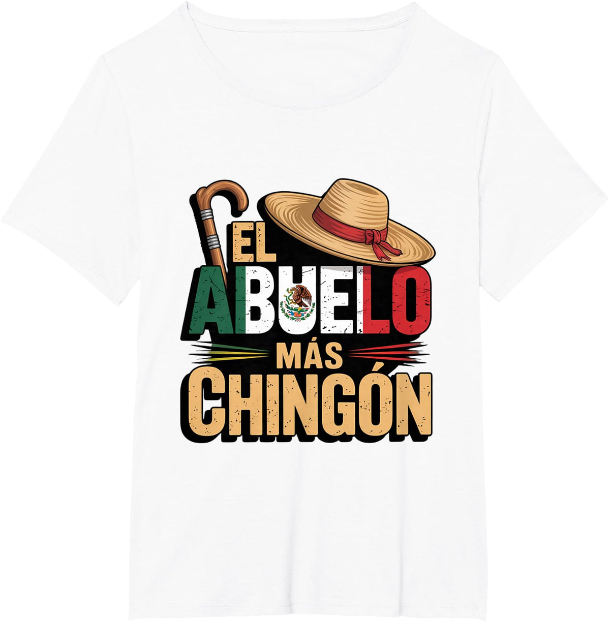 El Abuelo Mas Chingon Funny Best Mexican Dad T-Shirt - White
