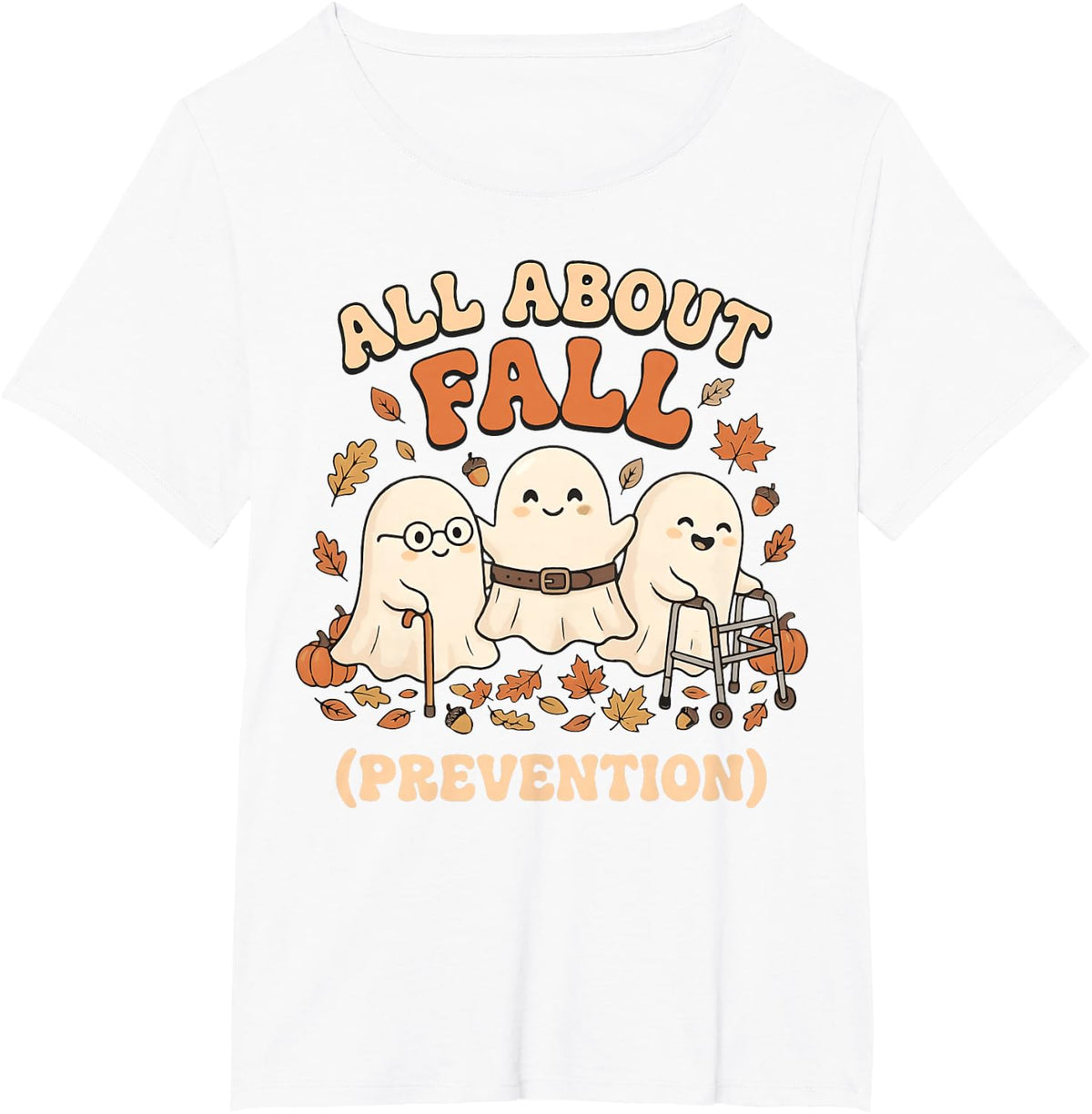 All About Fall Prevention Ghost Halloween Physical Therapy T-Shirt - White