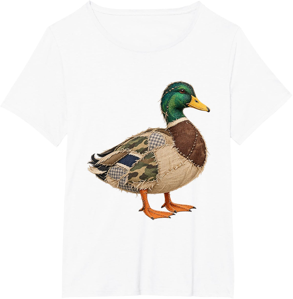 Patchwork Mallard Duck Hunting Season Hunter Outdoor T-Shirt - White