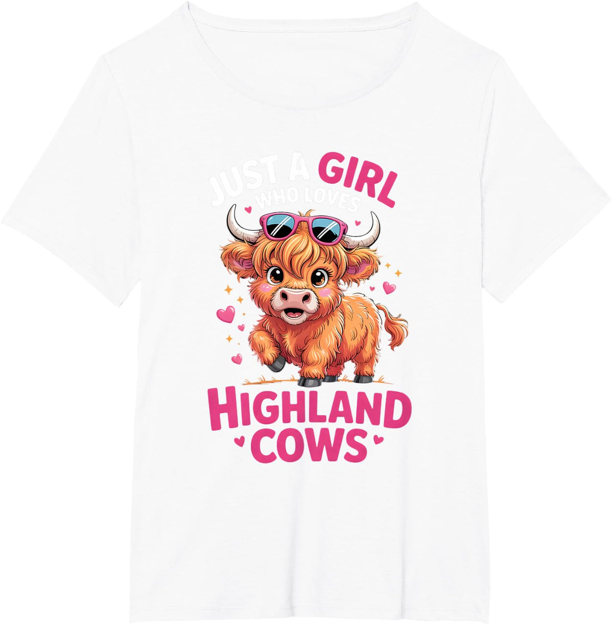 Girls Highland Cow T-Shirt - White