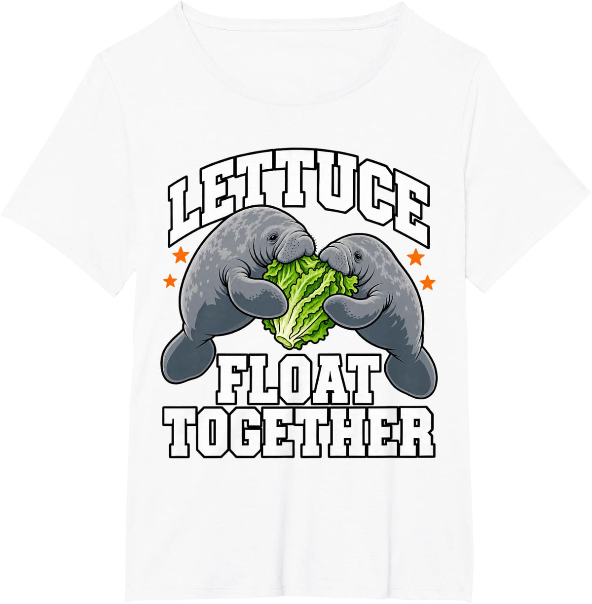 Manatee Lettuce Float Together Salad Sea Cow Lover Funny T-Shirt - White