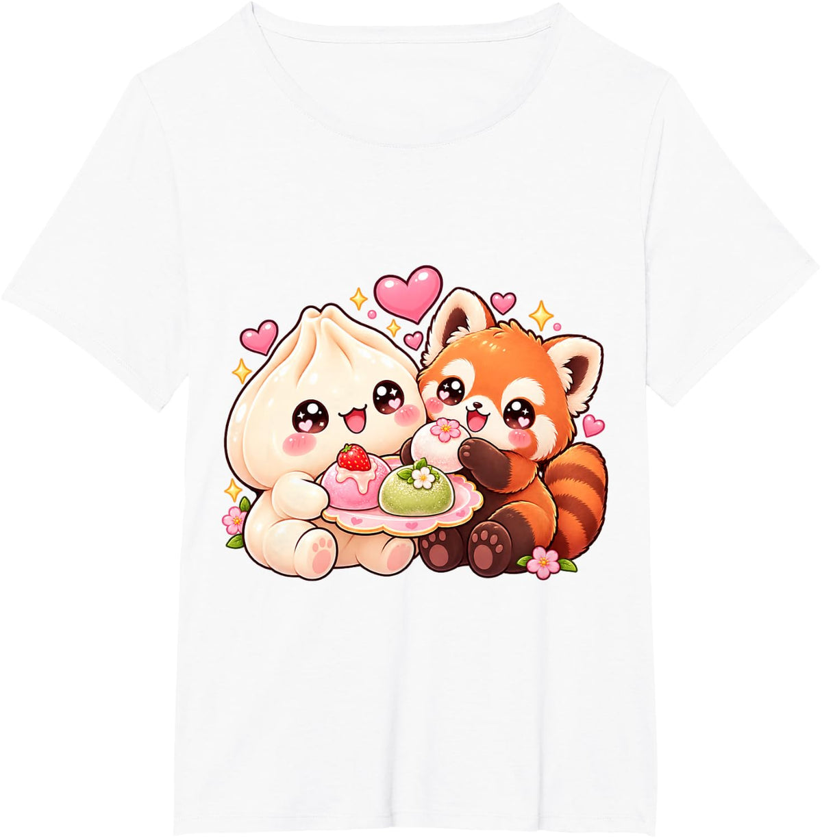 Cute Squishy Dumpling Red Panda Mochi Kawaii T-Shirt - White