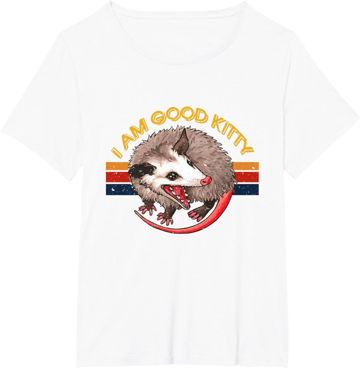 I Am Good Kitty Funny Possum Funny Cat Pet Retro T-Shirt - White