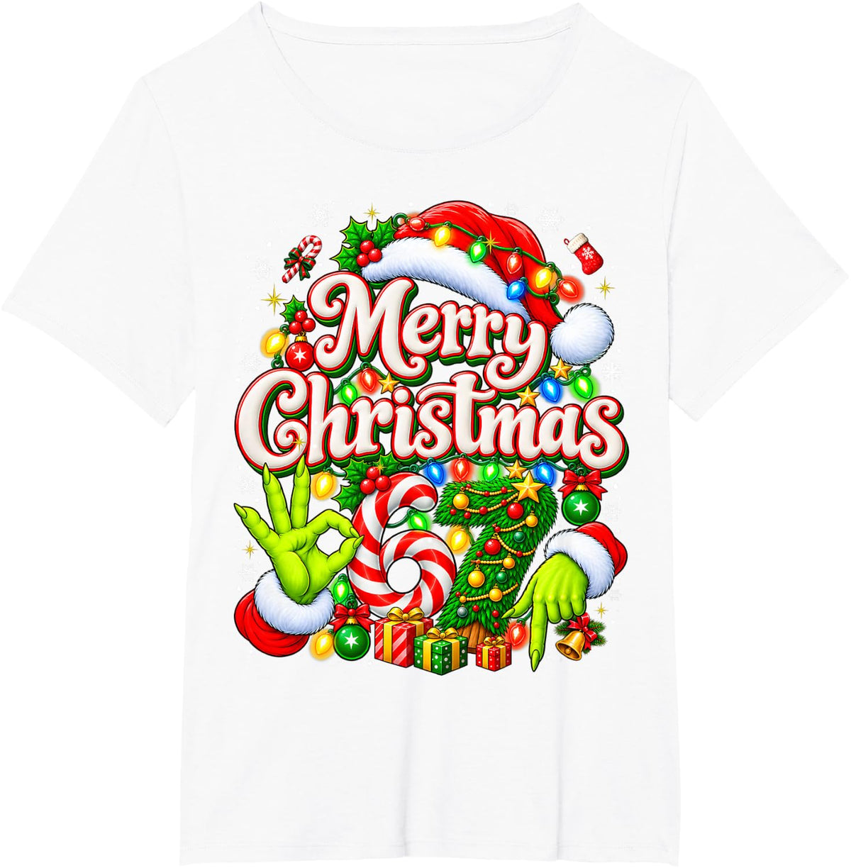 67 Six Seven Merry Christmas Funny Meme 6 7 Kids Youth Boys T-Shirt - White