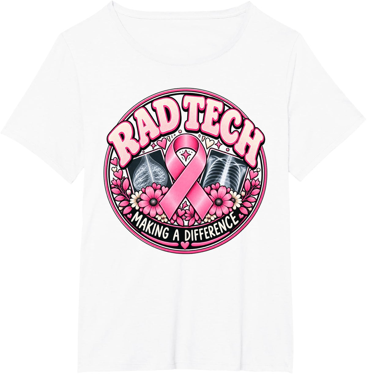 Breast Cancer Rad Tech Radiologic Technologist Radiology T-Shirt - White