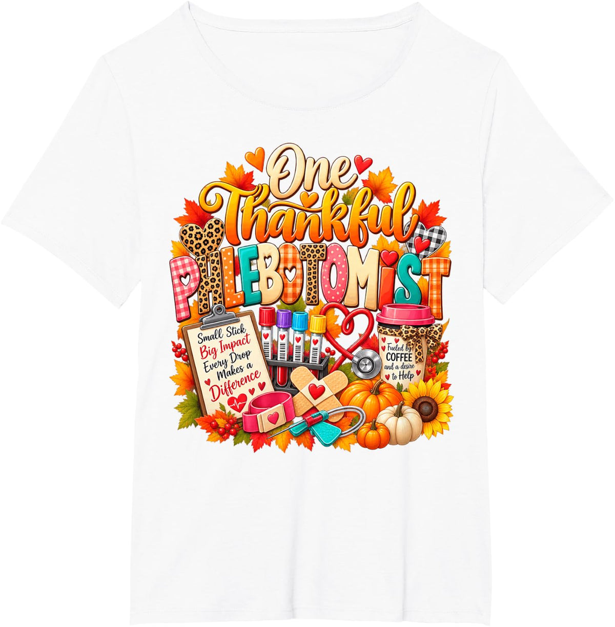 Phlebotomist Thanksgiving Fall Turkey T-Shirt - White