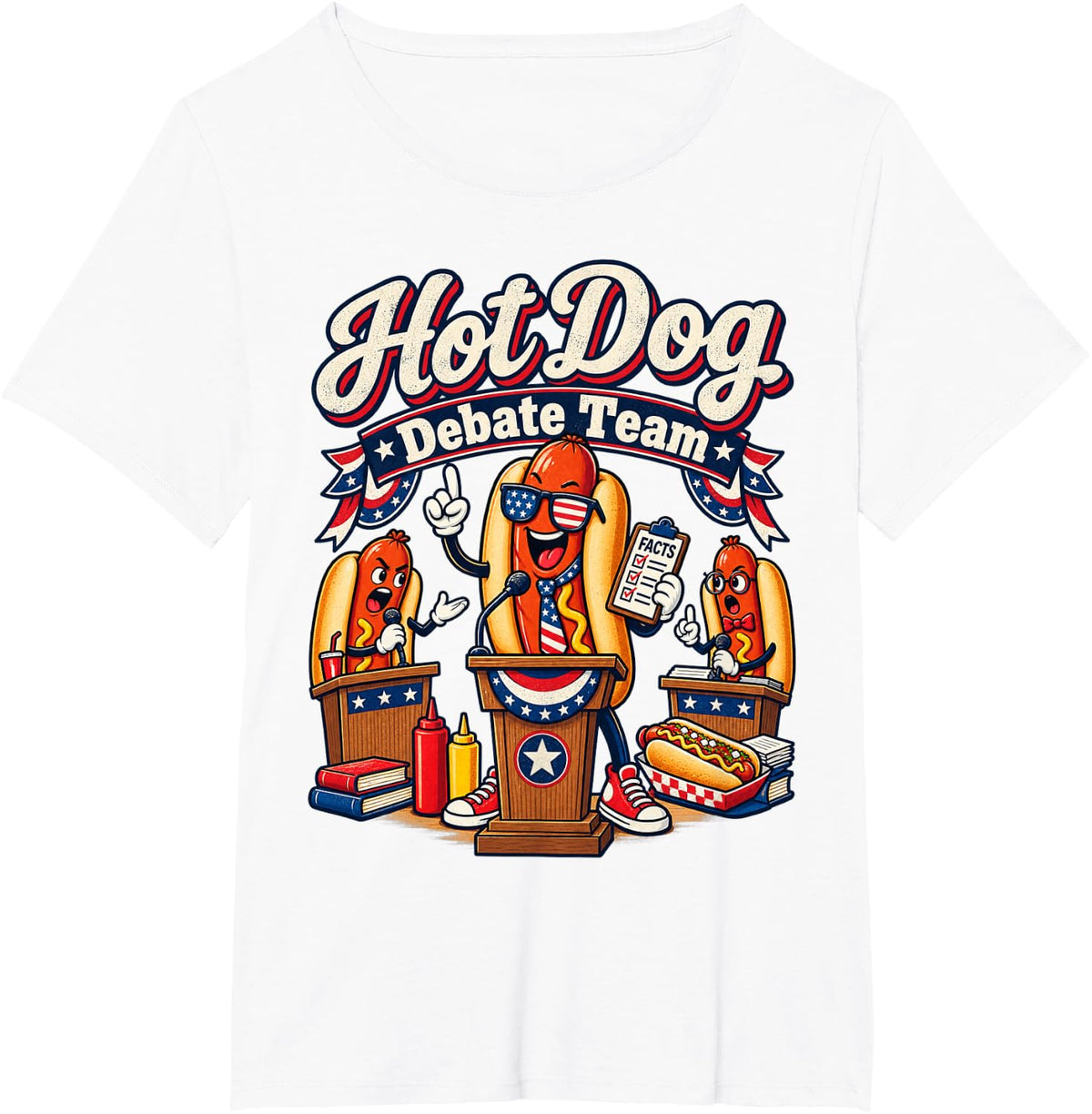 Hot Dog Debate Team Funny Political Debater Vote Speech T-Shirt - White