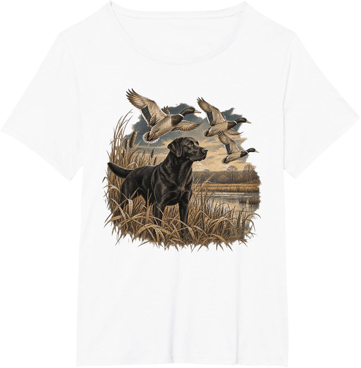 Black Labrador Mallard Duck Hunting Waterfowl Retriever T-Shirt - White