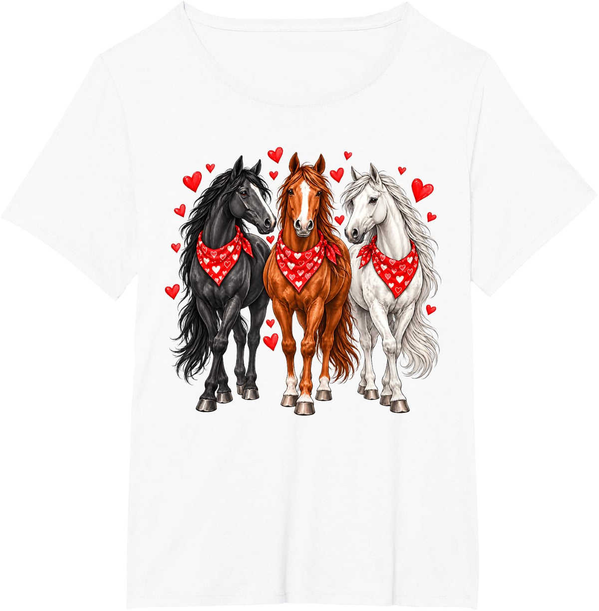 Valentine Horses Hearts Equestrian Rider Women Girl Kid T-Shirt - White