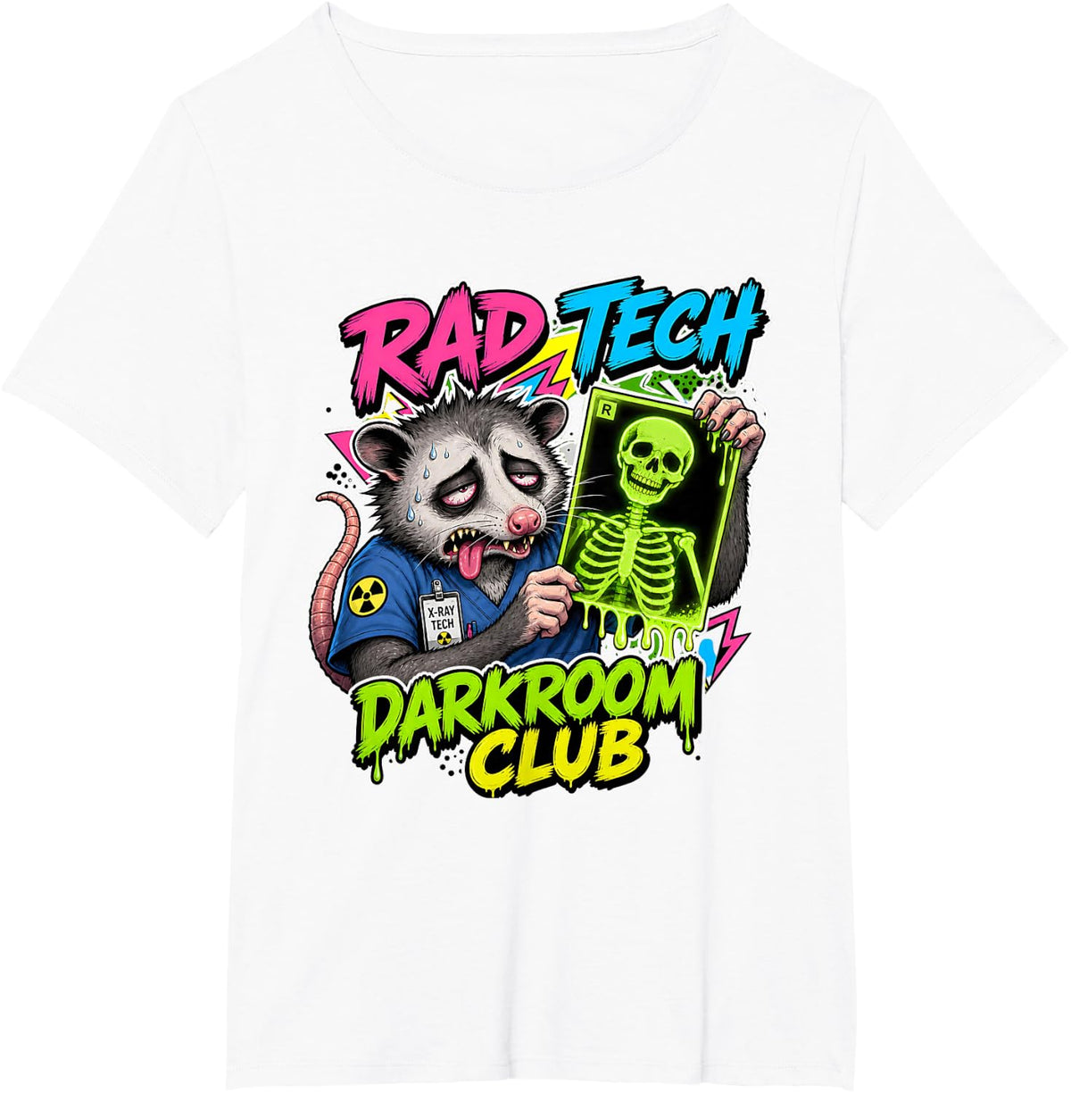 Rad Tech Opossum Darkroom Club Xray Technologist Apparel T-Shirt - White