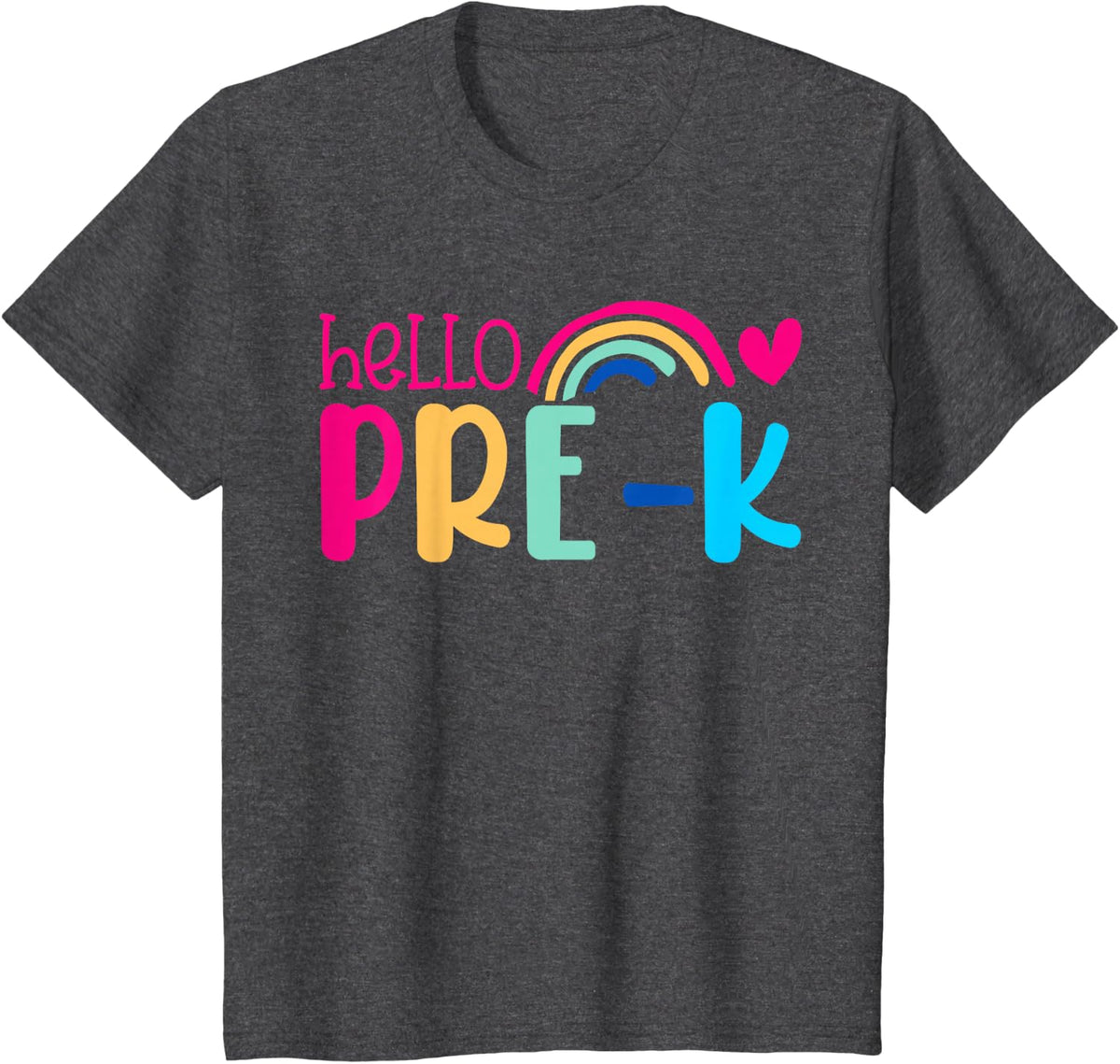 Hello Pre-K Preschool Back to School First Day Teacher Kids T-Shirt - Dark Heather Grey