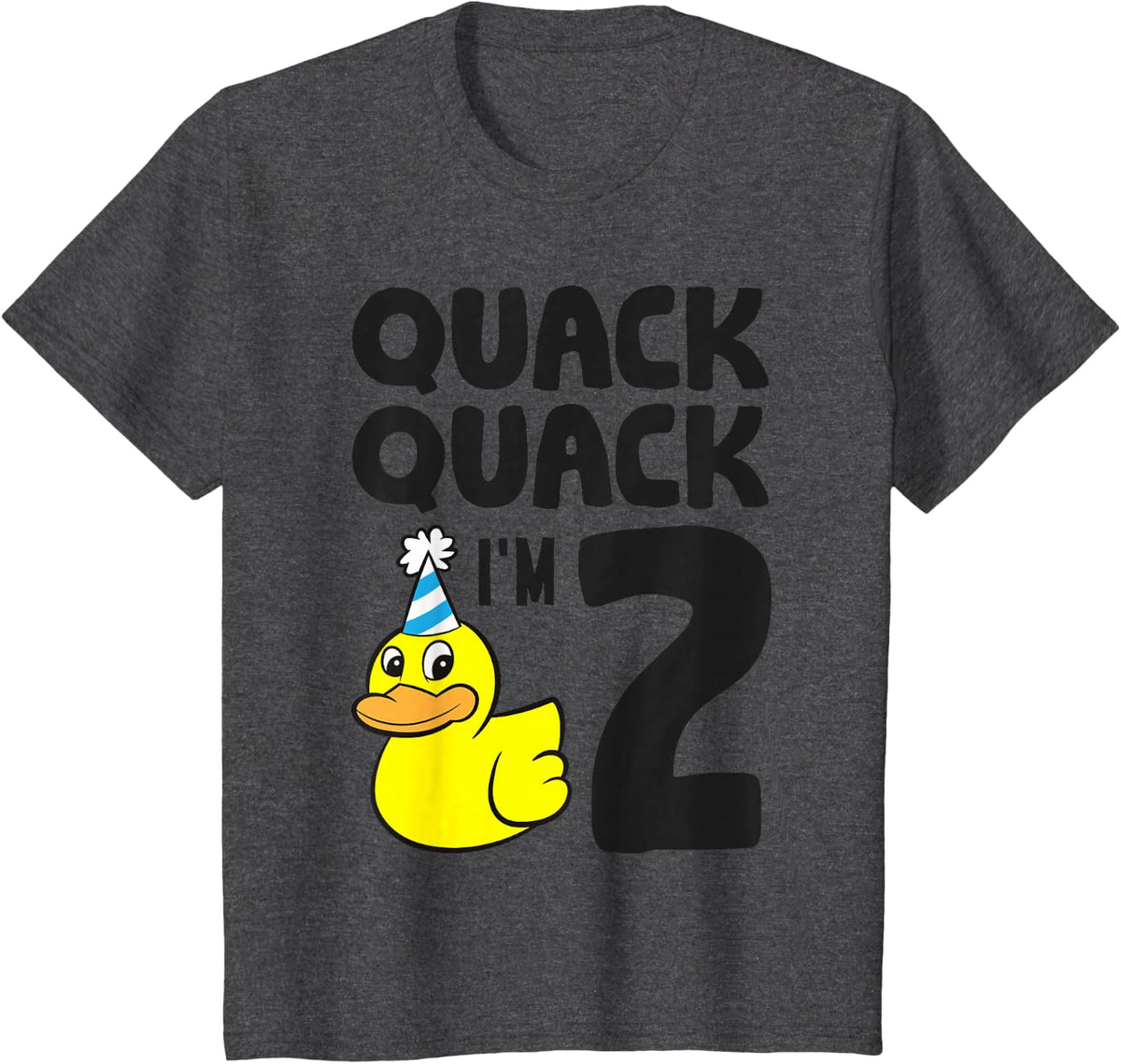 Quack Quack I'm 2 Year Old 2nd Birthday Duck T-Shirt - Dark Heather Grey