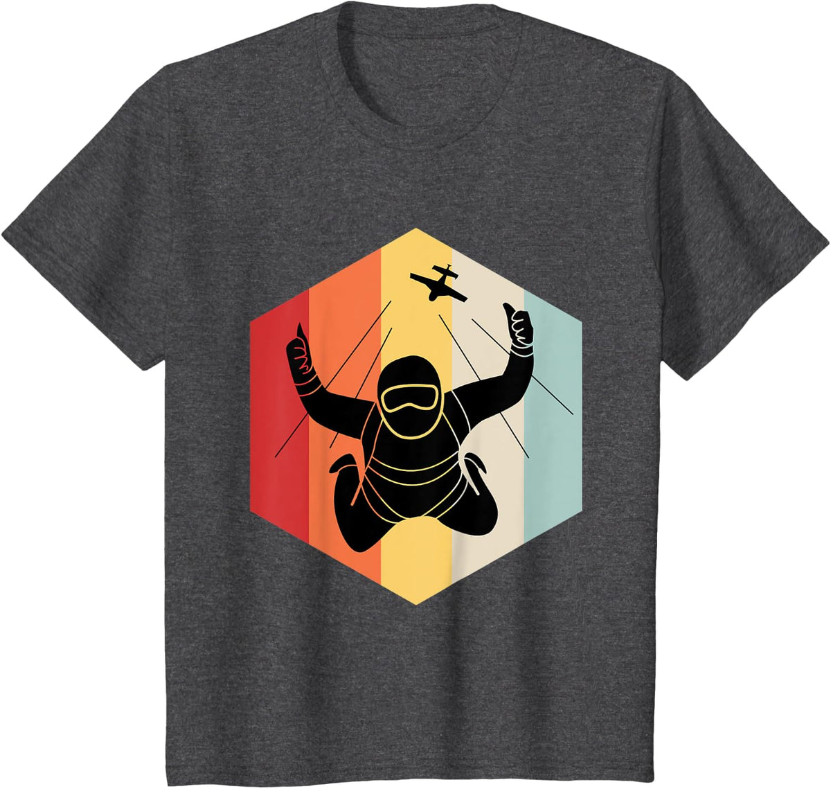 Vintage Retro Skydiving T-Shirt - Dark Heather Grey