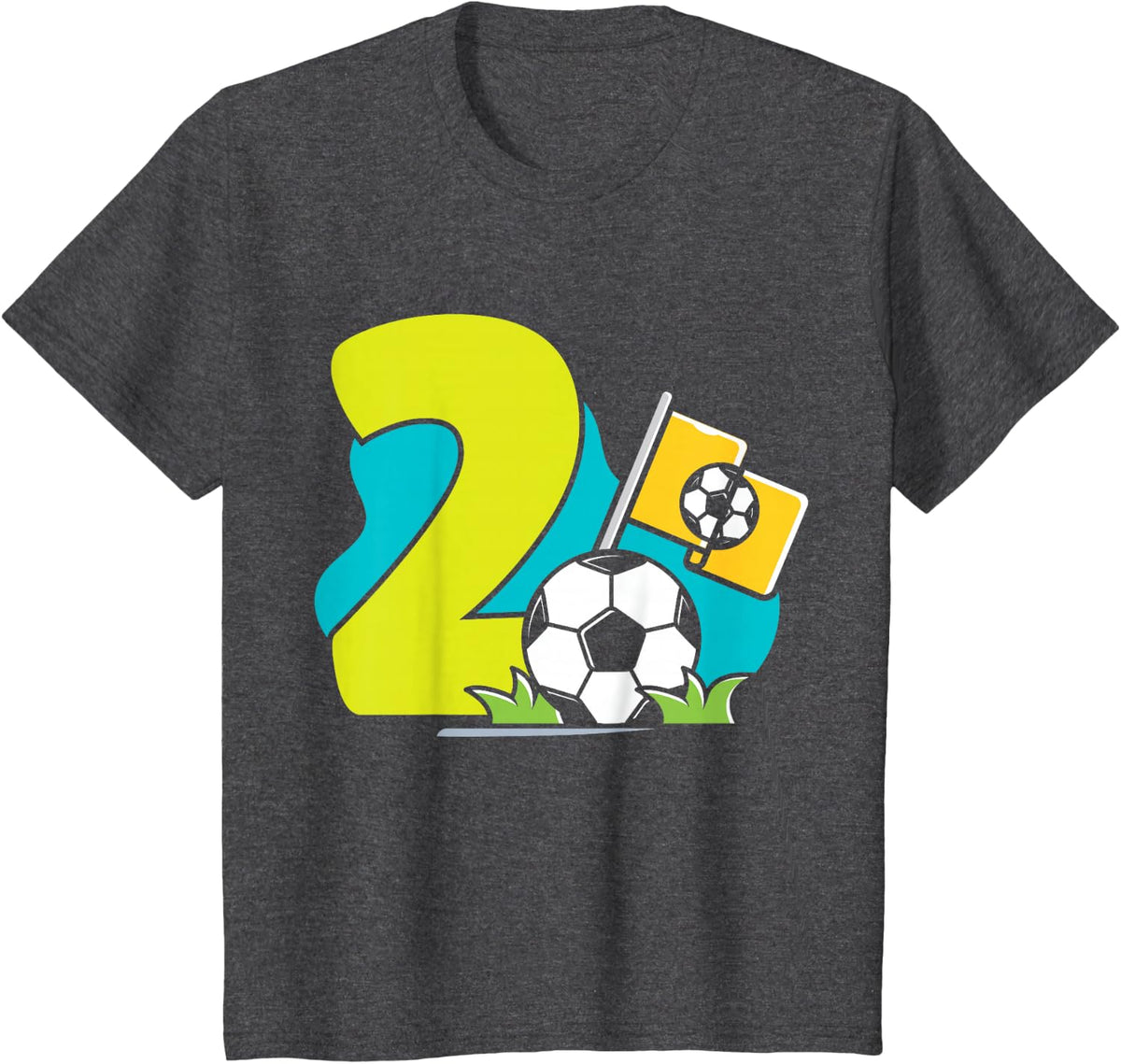 Kids 2th birthday gift 2 years kids birthday soccer football T-Shirt - Dark Heather Grey