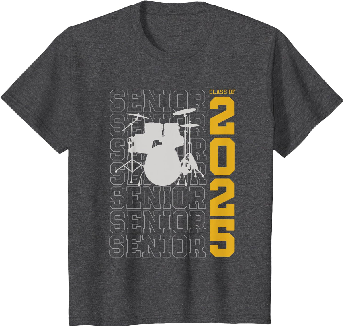 Class of 2025 Senior Drum Set for Drummer Or Percussionist T-Shirt - Dark Heather Grey