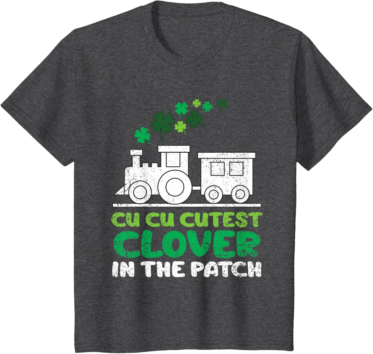 Kids St Patricks Day Boys Girls Kids Cutest Clover In The Patch T-Shirt - Dark Heather Grey