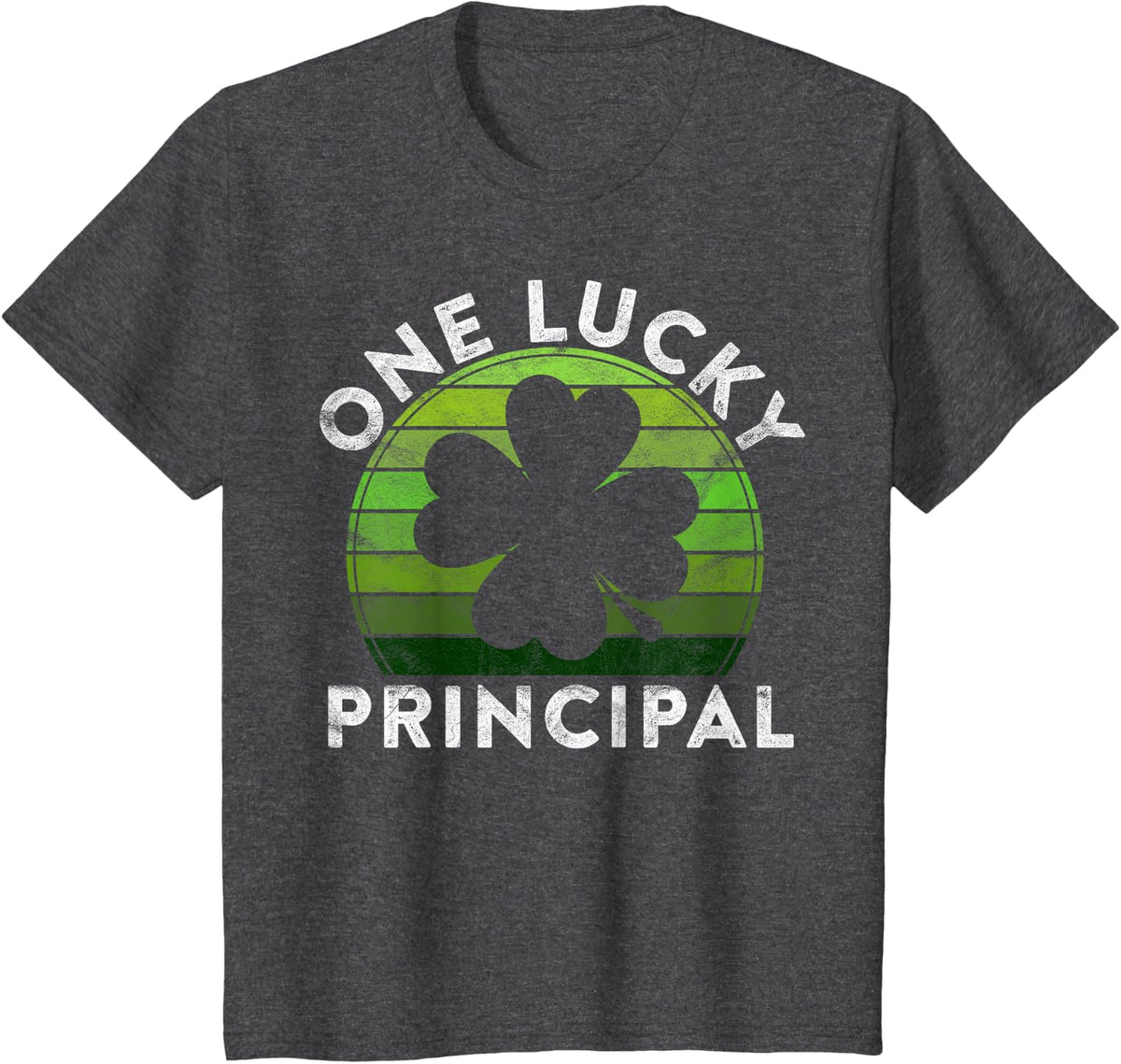 One Lucky Principal Gift Shamrock Sunset St Patricks Day T-Shirt - Dark Heather Grey