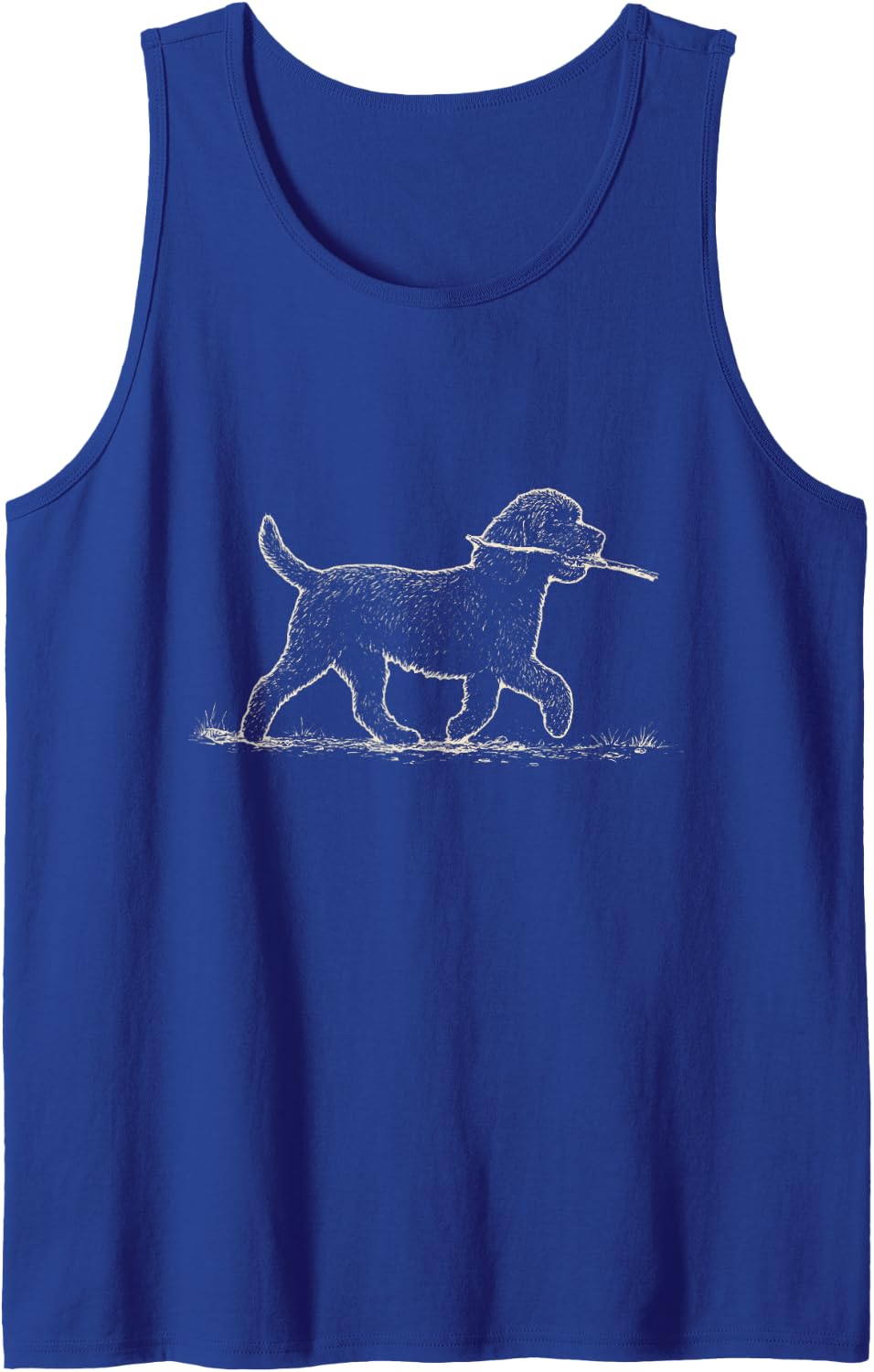 Vintage Cockapoo Stick Ink Drawing Doodle Dog Mom Sleeveless Tank Top - Royal Blue