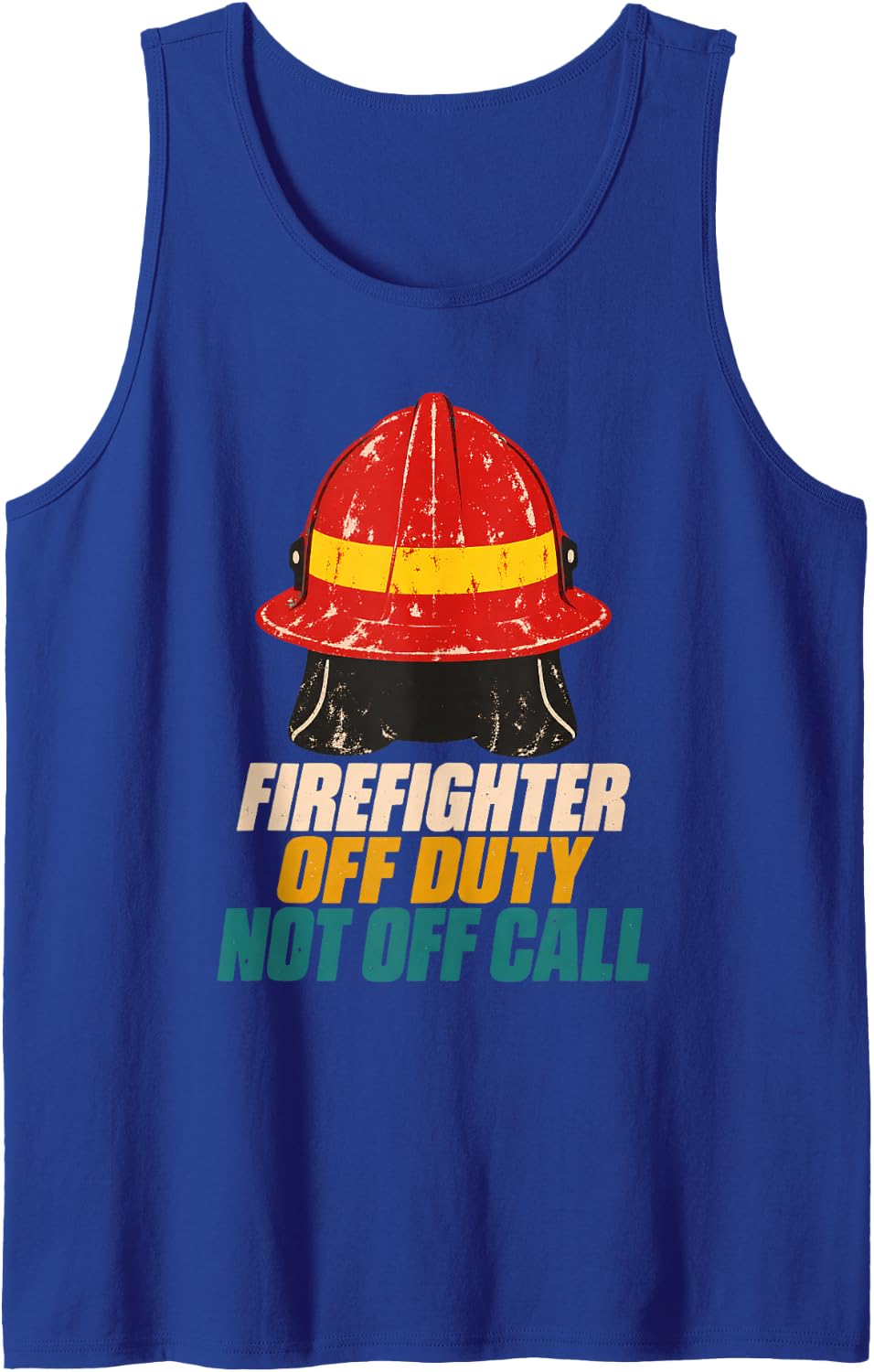 Firefighter Off Duty Not Off Call Firefighters Bunker Gear Sleeveless Tank Top - Royal Blue