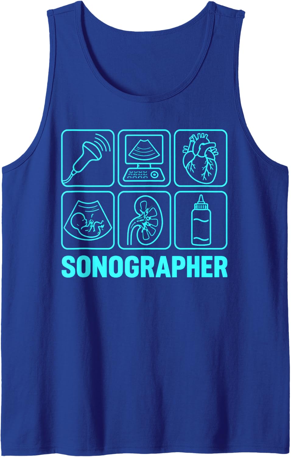 Sonographer Icons Ultrasound Tech Sonography Sleeveless Tank Top - Royal Blue