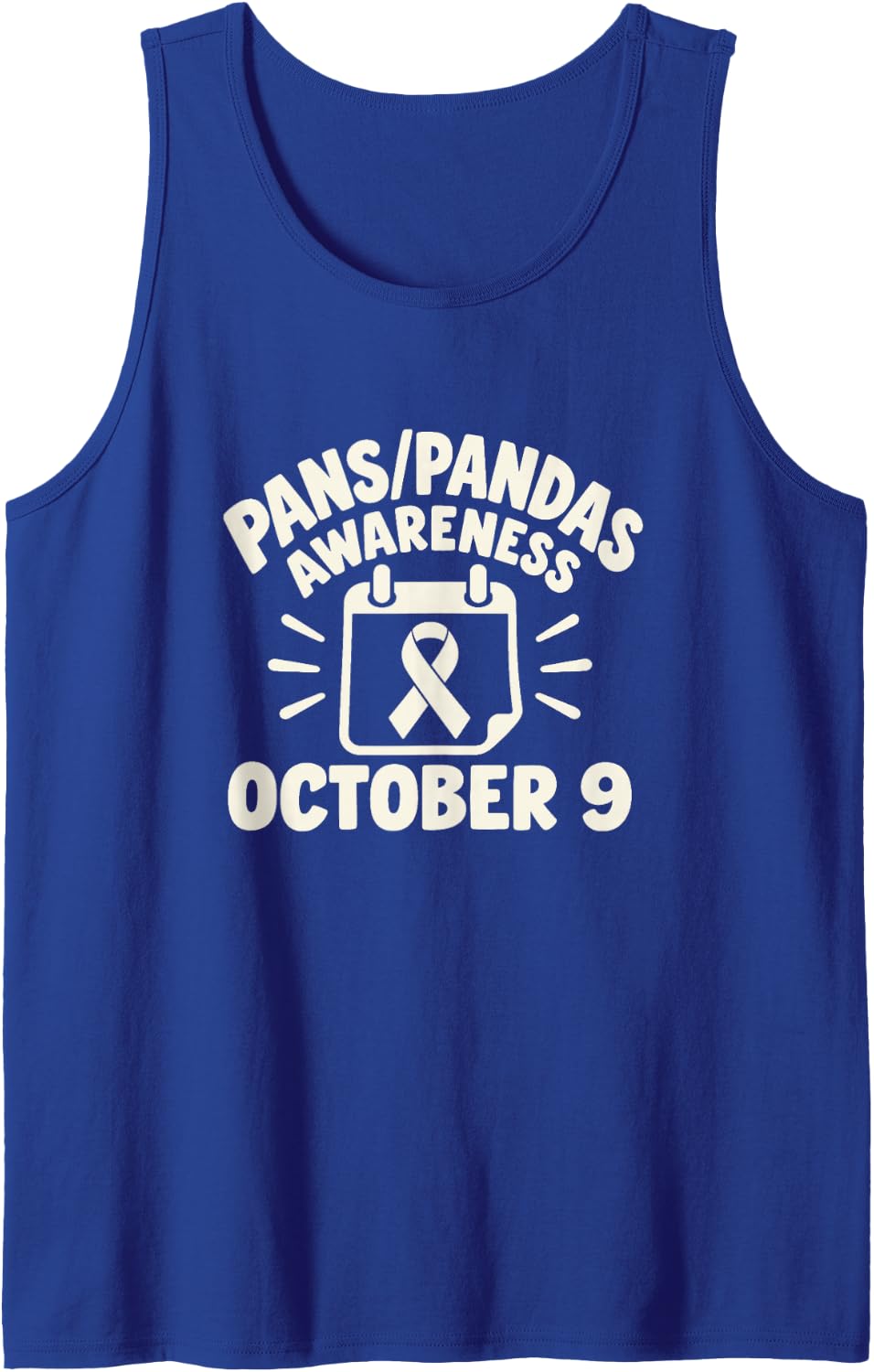 Pans Pandas October 9 Awareness Calendar Silhouette Sleeveless Tank Top - Royal Blue