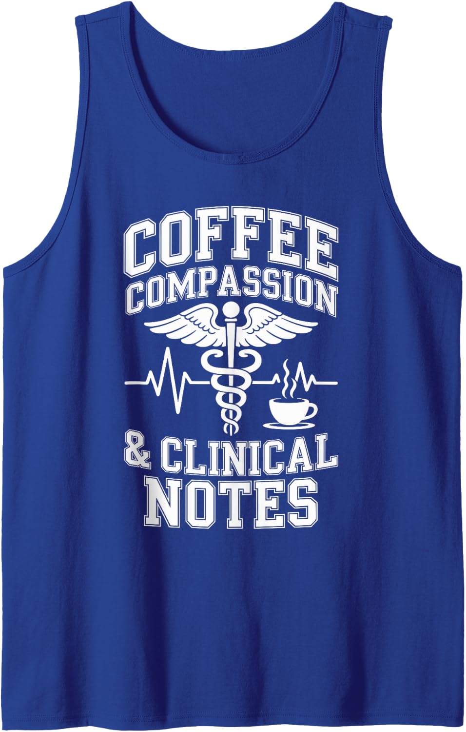 Coffee Compassion and Clinical Notes Nurse Practitioner Sleeveless Tank Top - Royal Blue