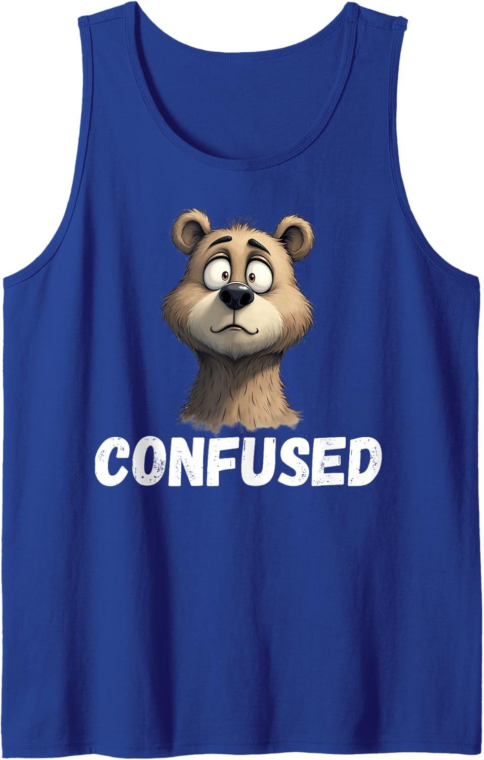Bear Confused Funny Camping Outdoors Gen Z Roadtrip Top Sleeveless Tank Top - Royal Blue