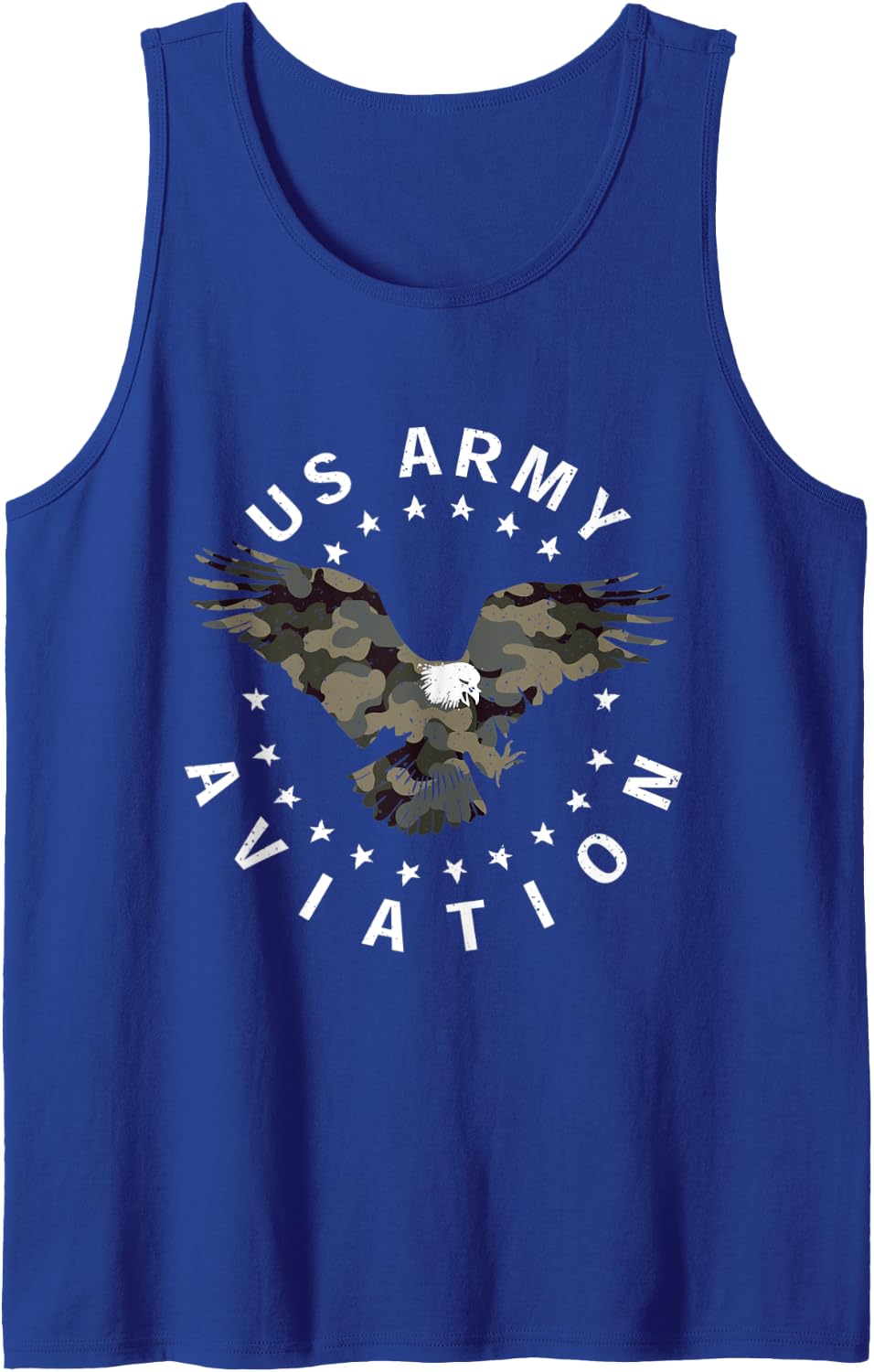 Vintage Patriotic Army Aviation Camouflage Eagle Tank Top - Royal Blue