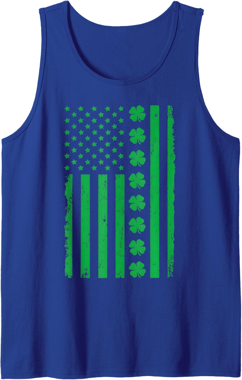 US American Flag with Shamrocks St Patricks Day Sleeveless Tank Top - Royal Blue