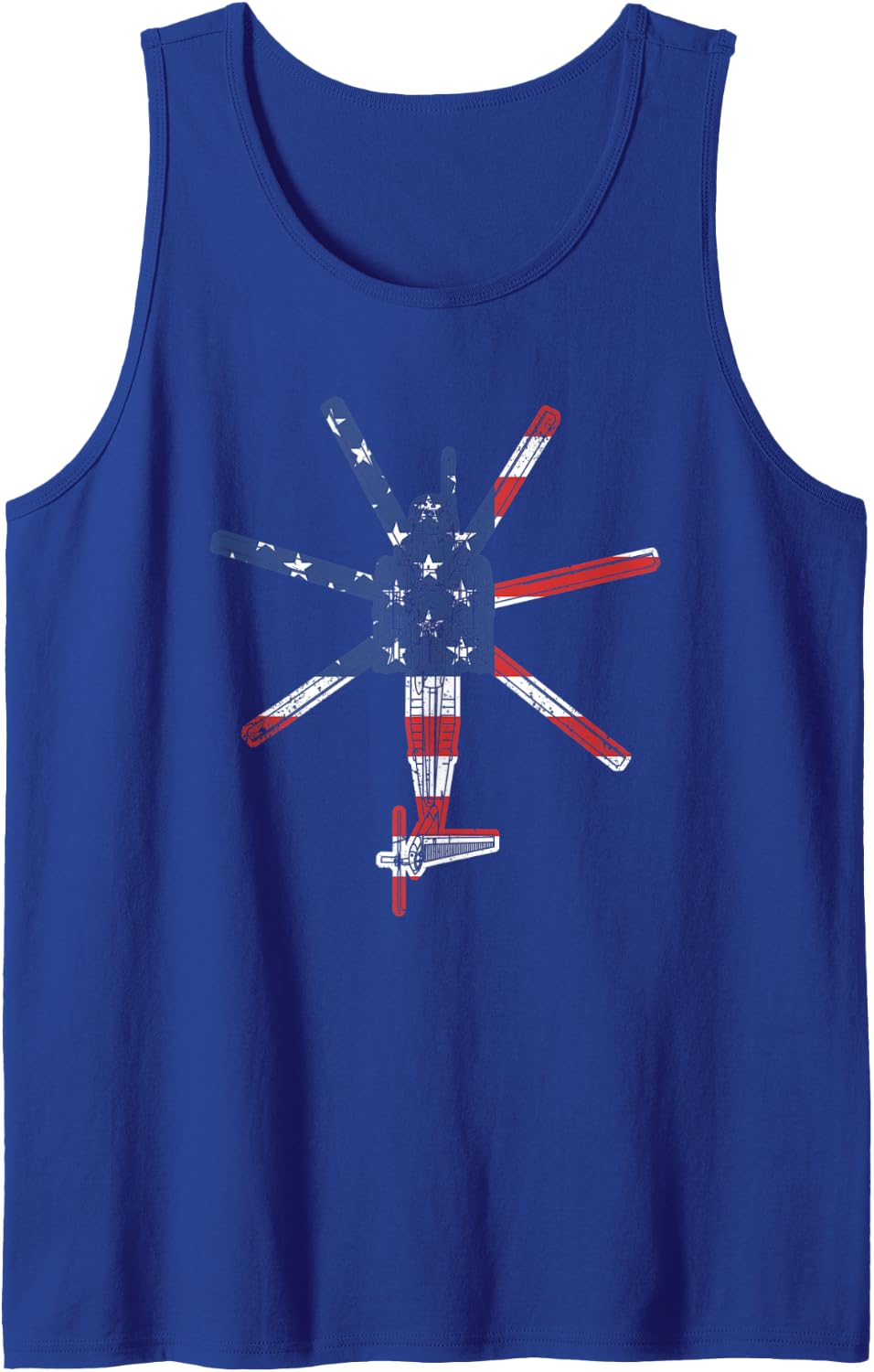 Super Stallion American Flag Military Helicopter CH53 Tank Top - Royal Blue