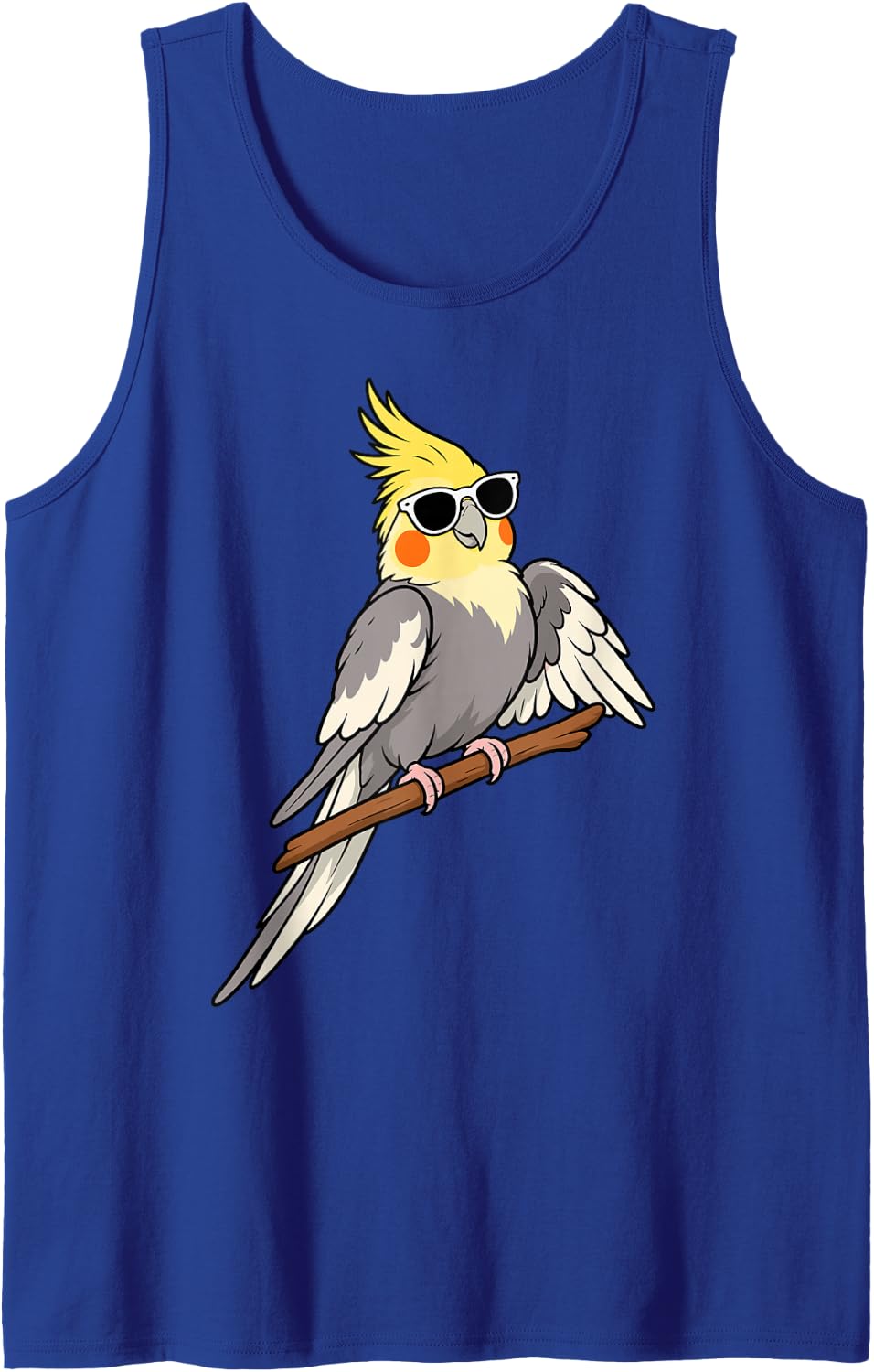 Funny Cockatiel in Sunglasses Parrot Bird Lover Sleeveless Tank Top - Royal Blue