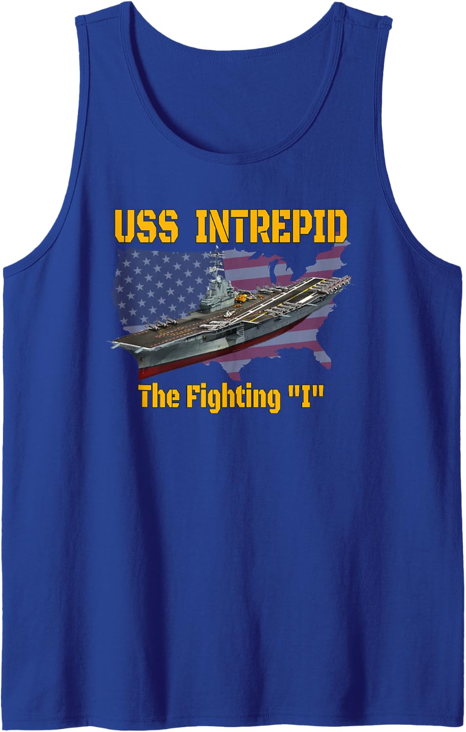 USS Intrepid Aircraft Carrier Veterans Day Father Grandpa Sleeveless Tank Top - Royal Blue