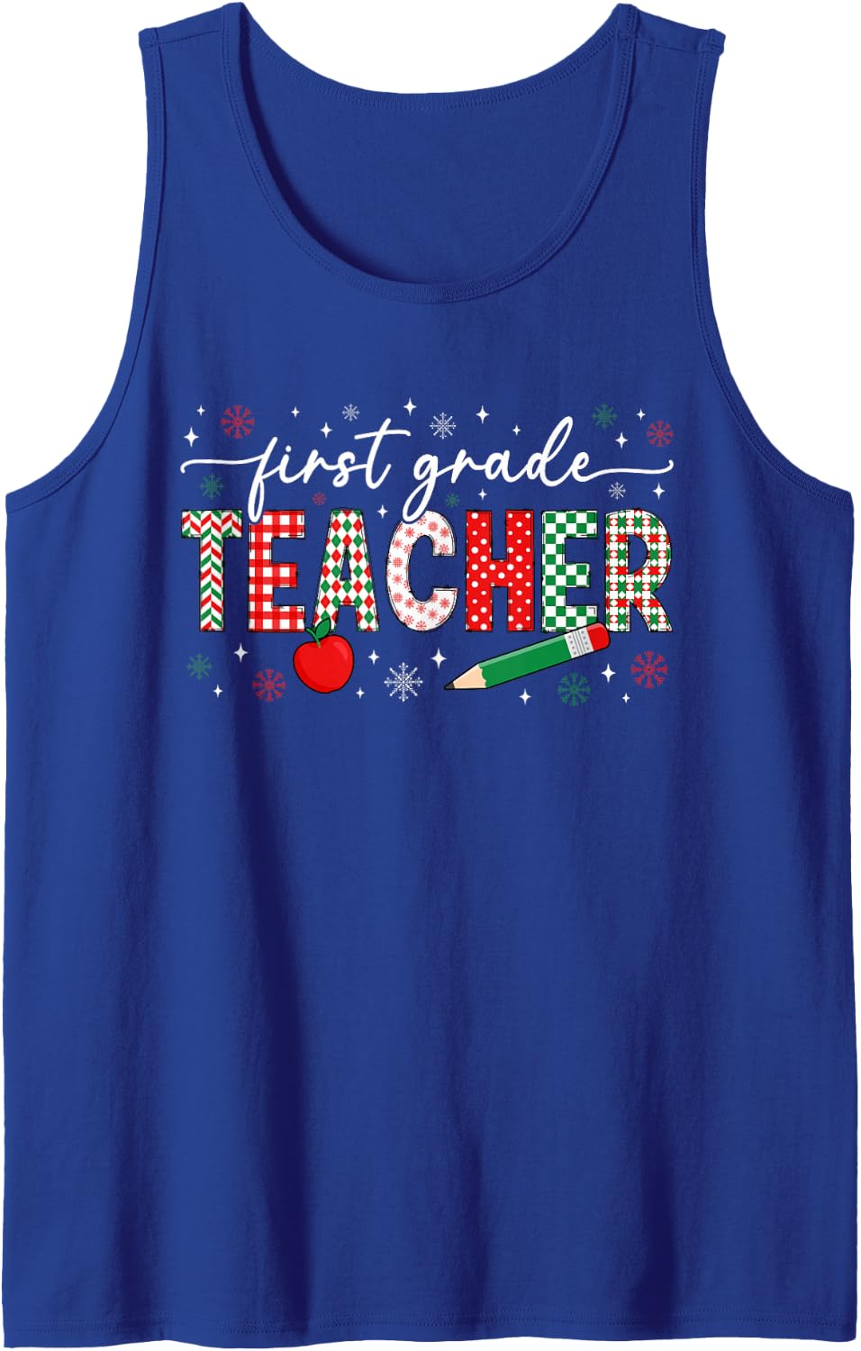 First Grade Teacher Christmas 1st Grade Teacher Xmas Party Sleeveless Tank Top - Royal Blue