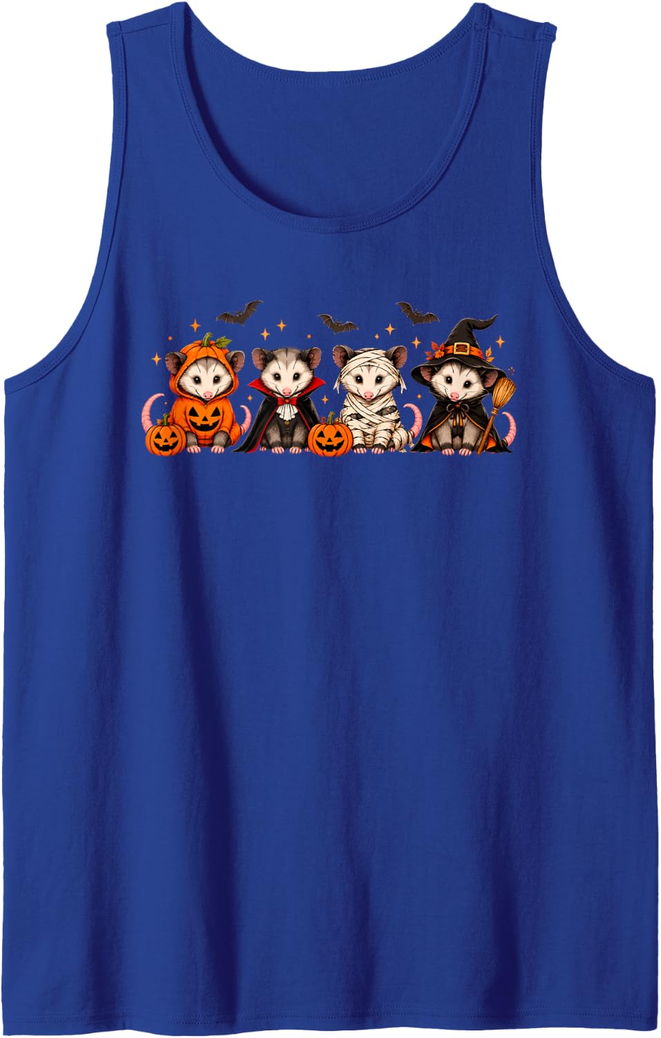 Opossum Possum Ghost Pumpkin Witch Mummy Halloween Costume Sleeveless Tank Top - Royal Blue