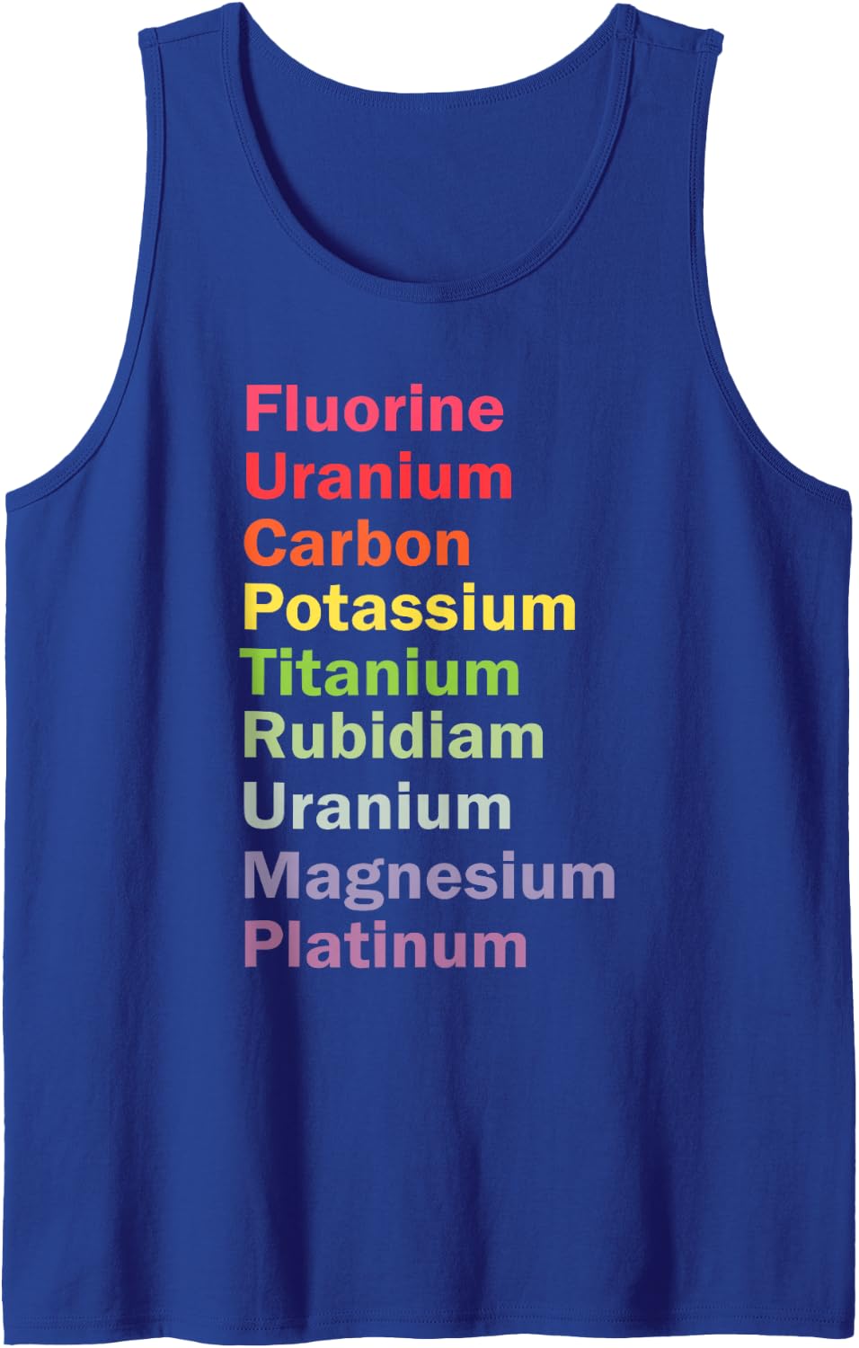 Periodic Table Elements Political Fluorine Uranium Potassium Sleeveless Tank Top - Royal Blue