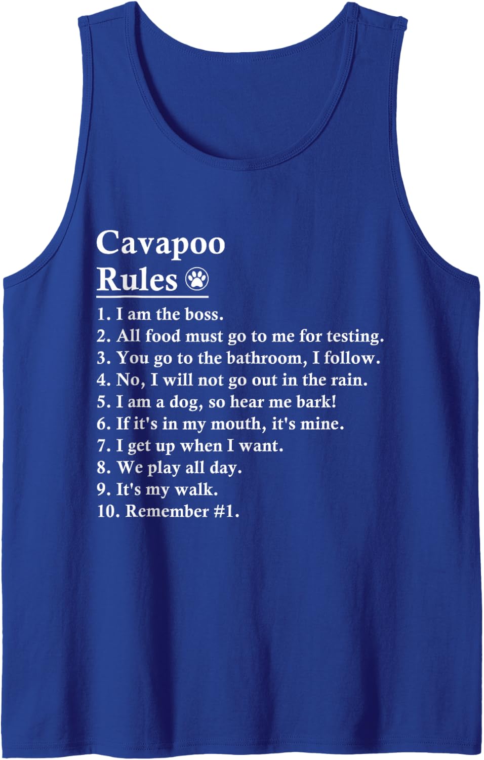 Funny Cavapoo Dog Rules Cavoodle Tank Top - Royal Blue