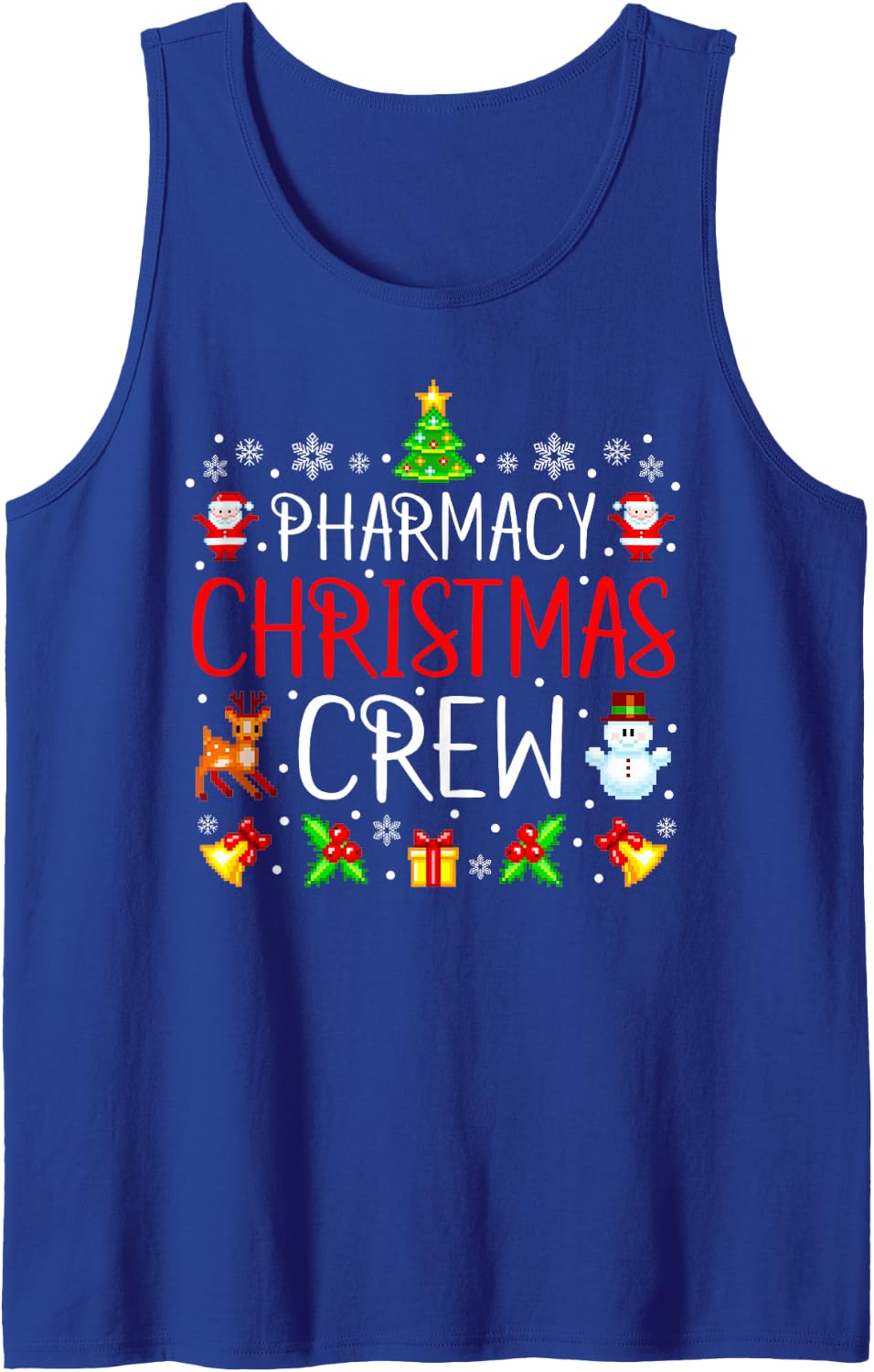 Pharmacy Tech Christmas Crew Matching Xmas Pharmacist Sleeveless Tank Top - Royal Blue
