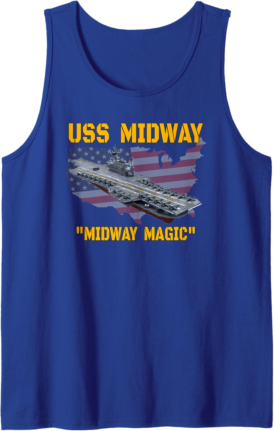 USS Midway Aircraft Carrier Veterans Day Fathers Day Grandpa Sleeveless Tank Top - Royal Blue