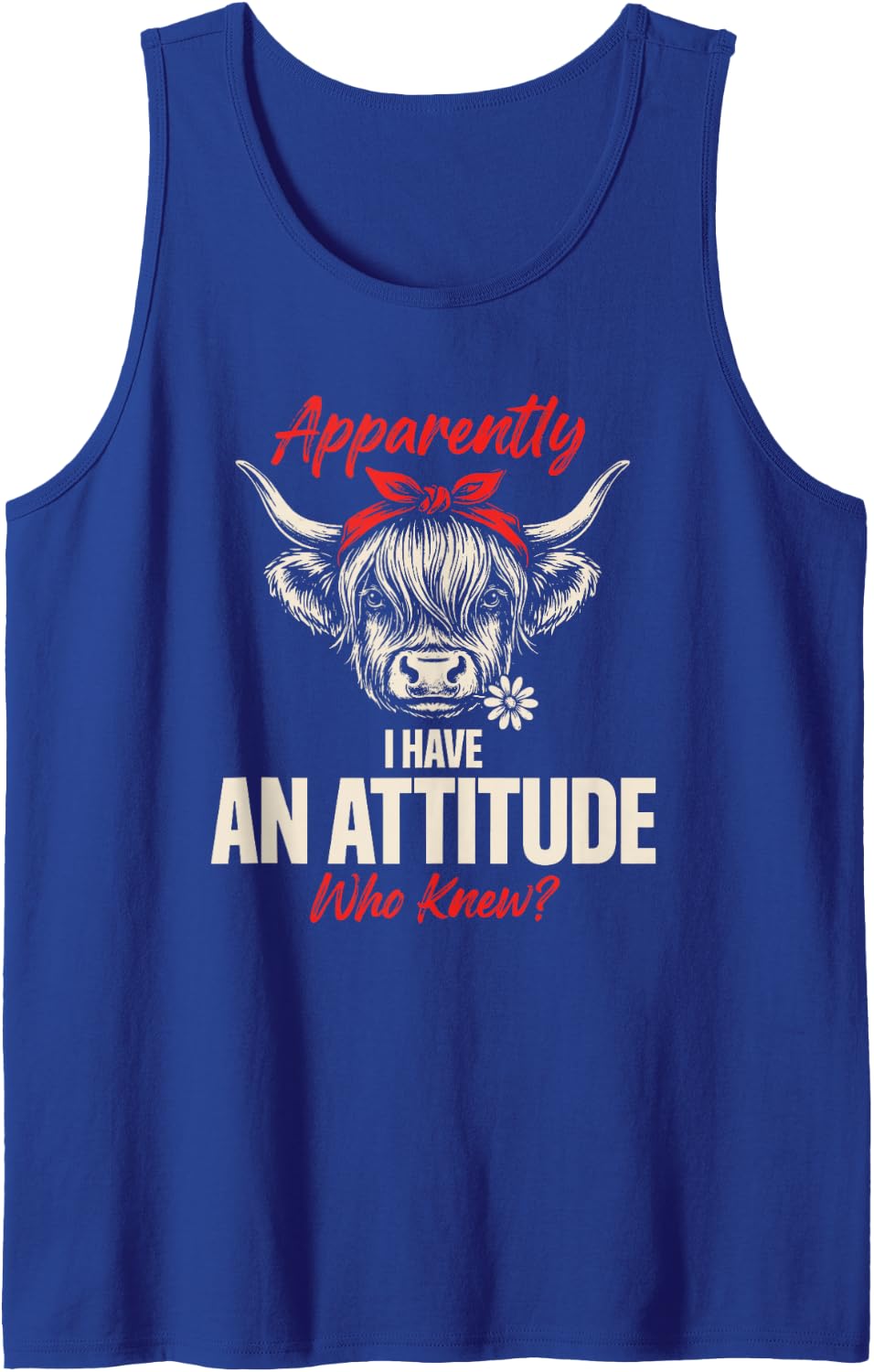 Apparently This Cute Highland Cow Has an Attitude for Women Sleeveless Tank Top - Royal Blue