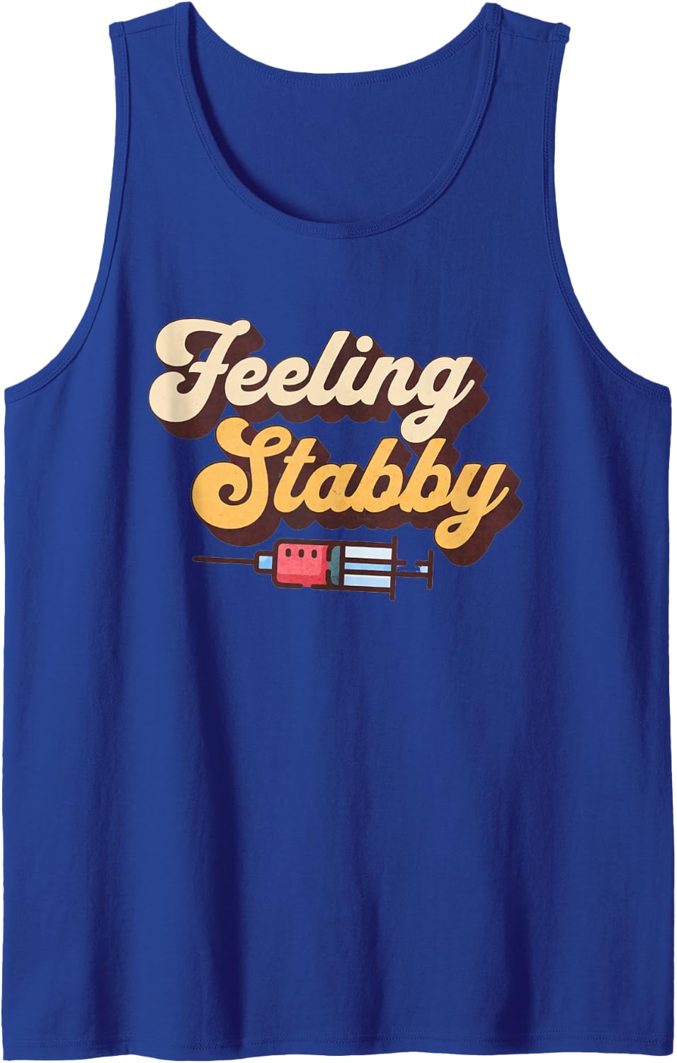 Retro Phlebotomist Feeling Stabby ER Nurse Crew Lab Tech Sleeveless Tank Top - Royal Blue