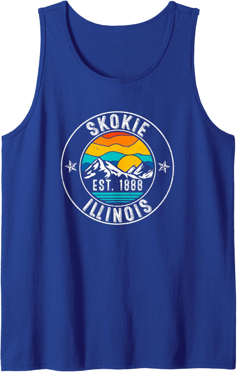 Retro 70s 80s Skokie Illinois IL Sleeveless Tank Top - Royal Blue