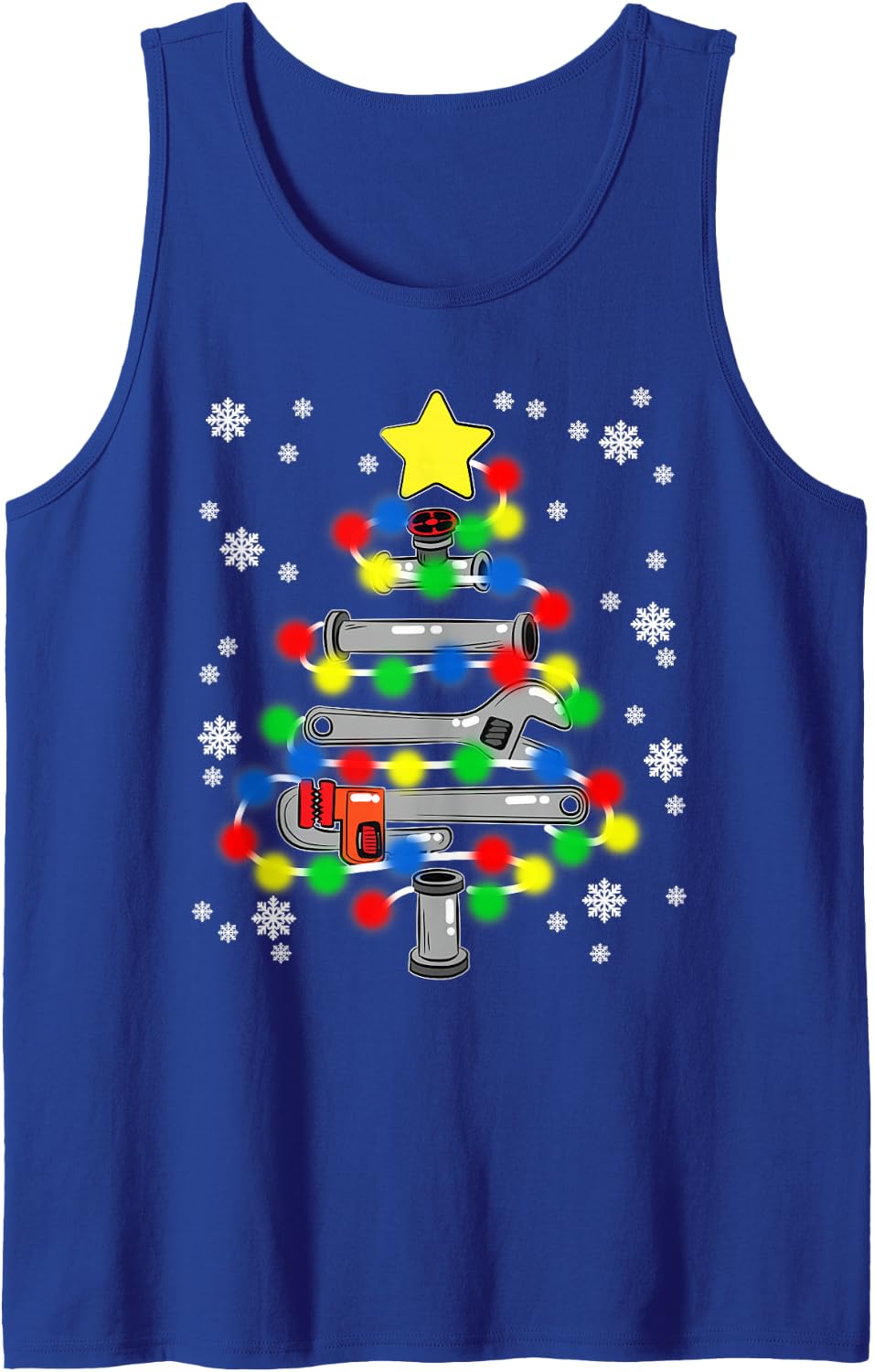 Plumber Christmas Tree Pajama Cool Plumbing Handyman X-Mas Sleeveless Tank Top - Royal Blue