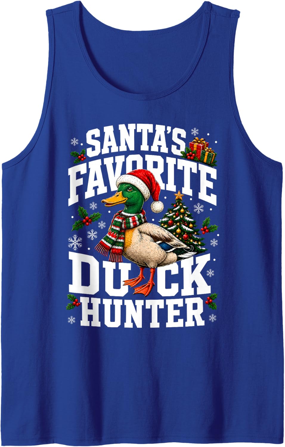 Santa Favorite Duck Hunter Christmas Duck Hunting Sleeveless Tank Top - Royal Blue