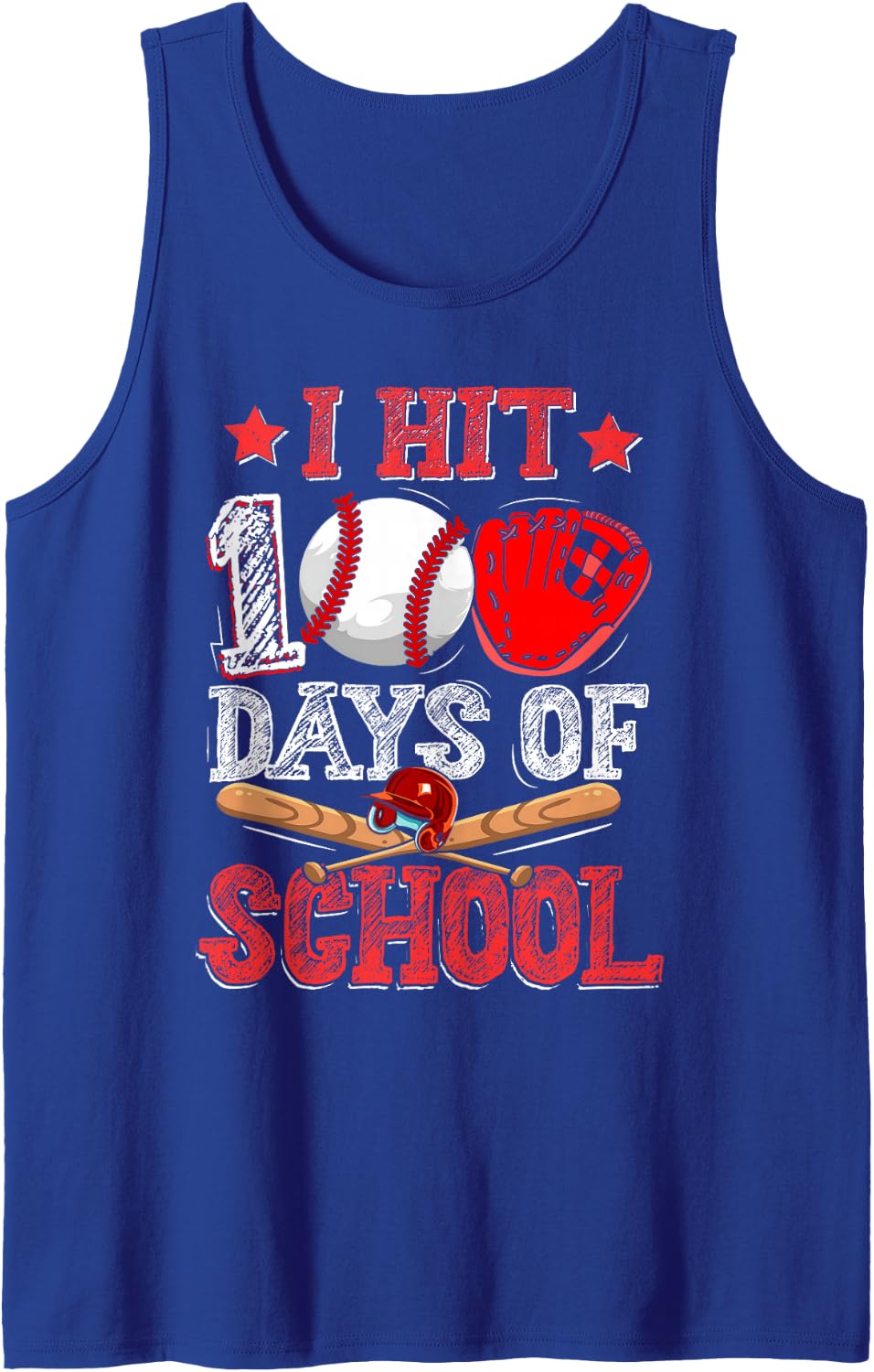 Bat 100th Day of School Sleeveless Tank Top - Royal Blue