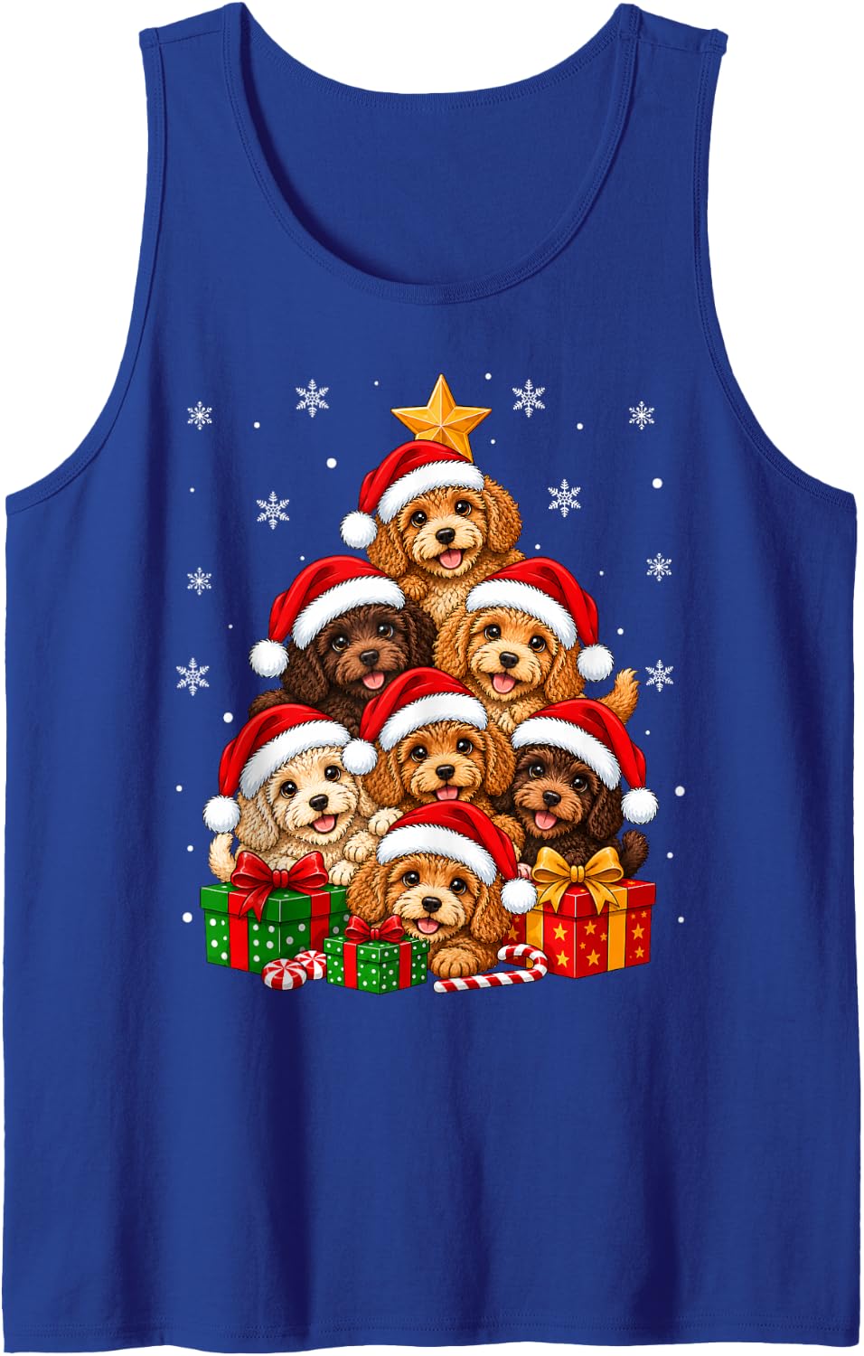 Cockapoo Dog Christmas Tree Cute Festive Santa Pet Xmas Sleeveless Tank Top - Royal Blue
