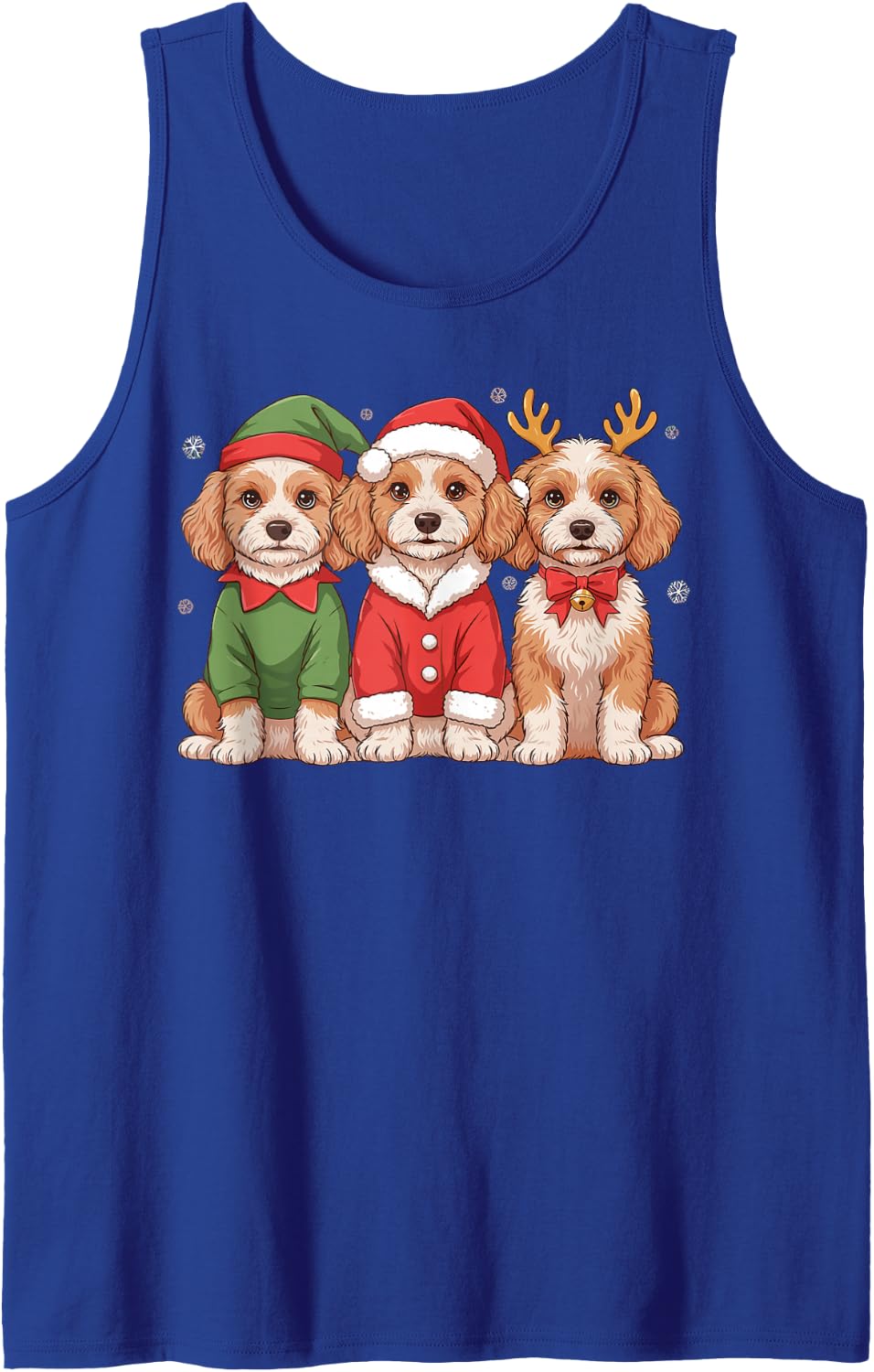 Funny Cavapoo Christmas Puppies Elf Santa Reindeer Dog Owner Sleeveless Tank Top - Royal Blue