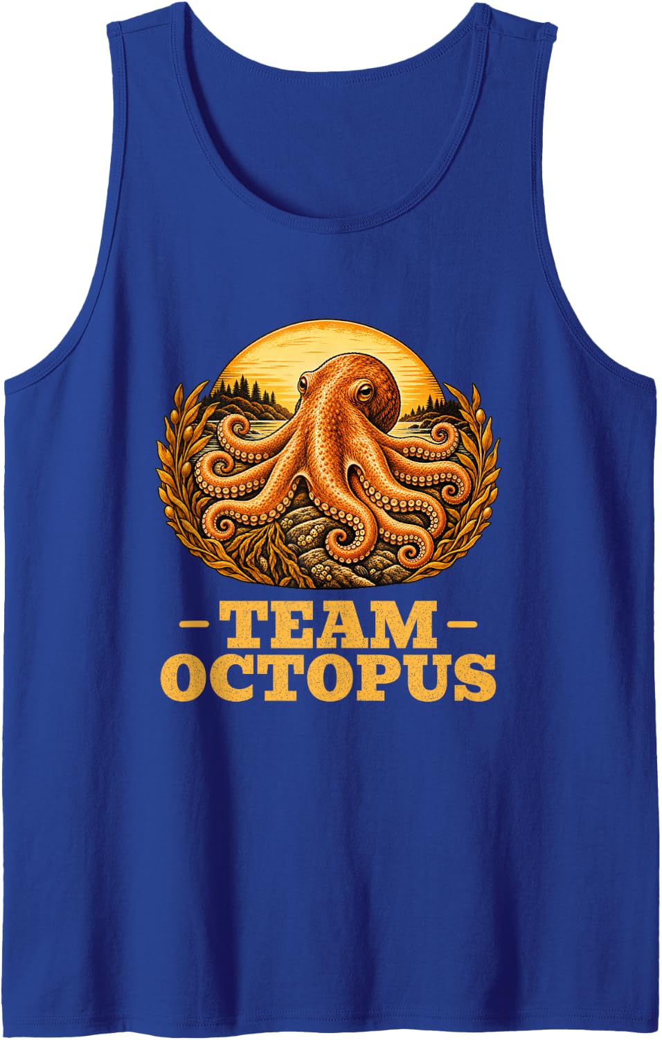 Team Octopus Vintage Ocean Retro Animal Lover Sleeveless Tank Top - Royal Blue