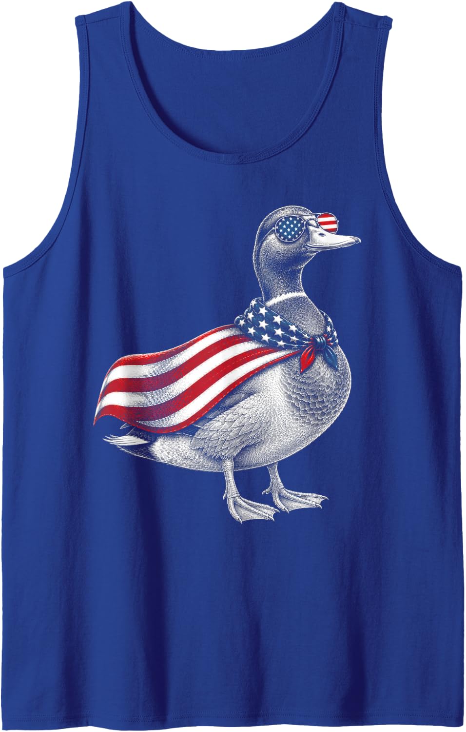 Mallard Duck 4th of July US American Flag Farm Animal Tank Top - Royal Blue
